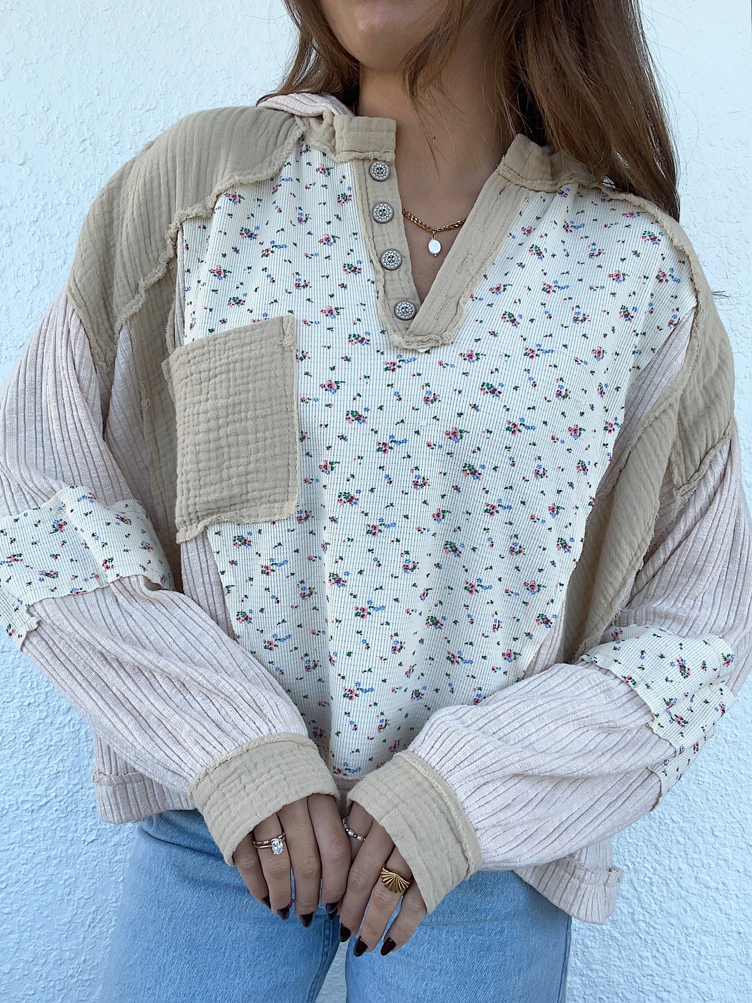 Harvest  Patchwork Hoodie Top
