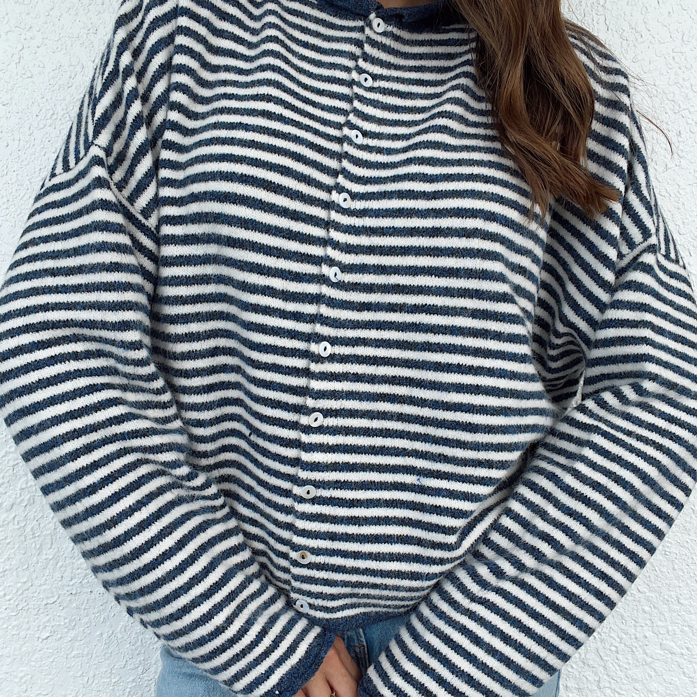 Church Girl Knit - Navy Stripe