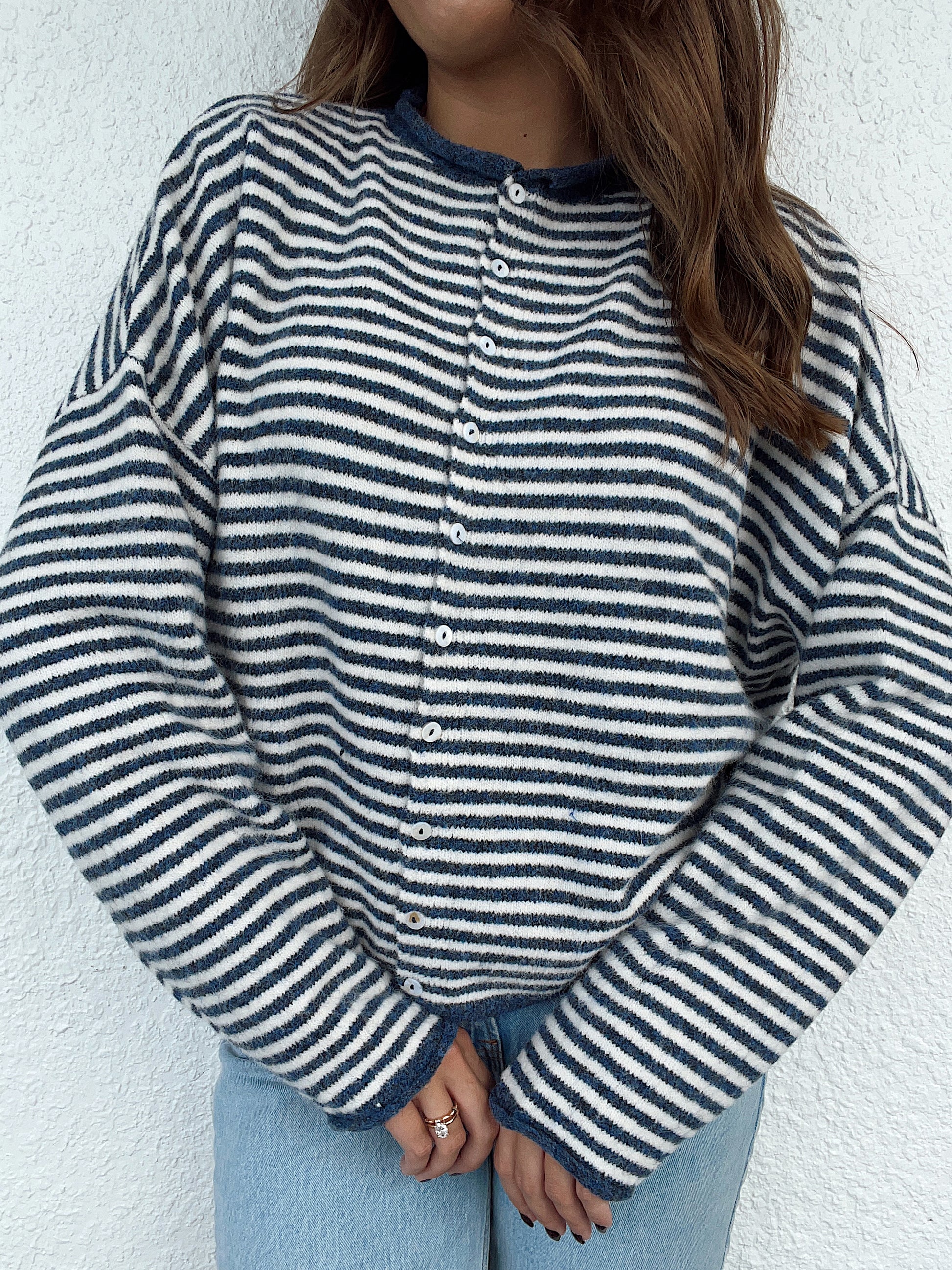 Church Girl Knit - Navy Stripe
