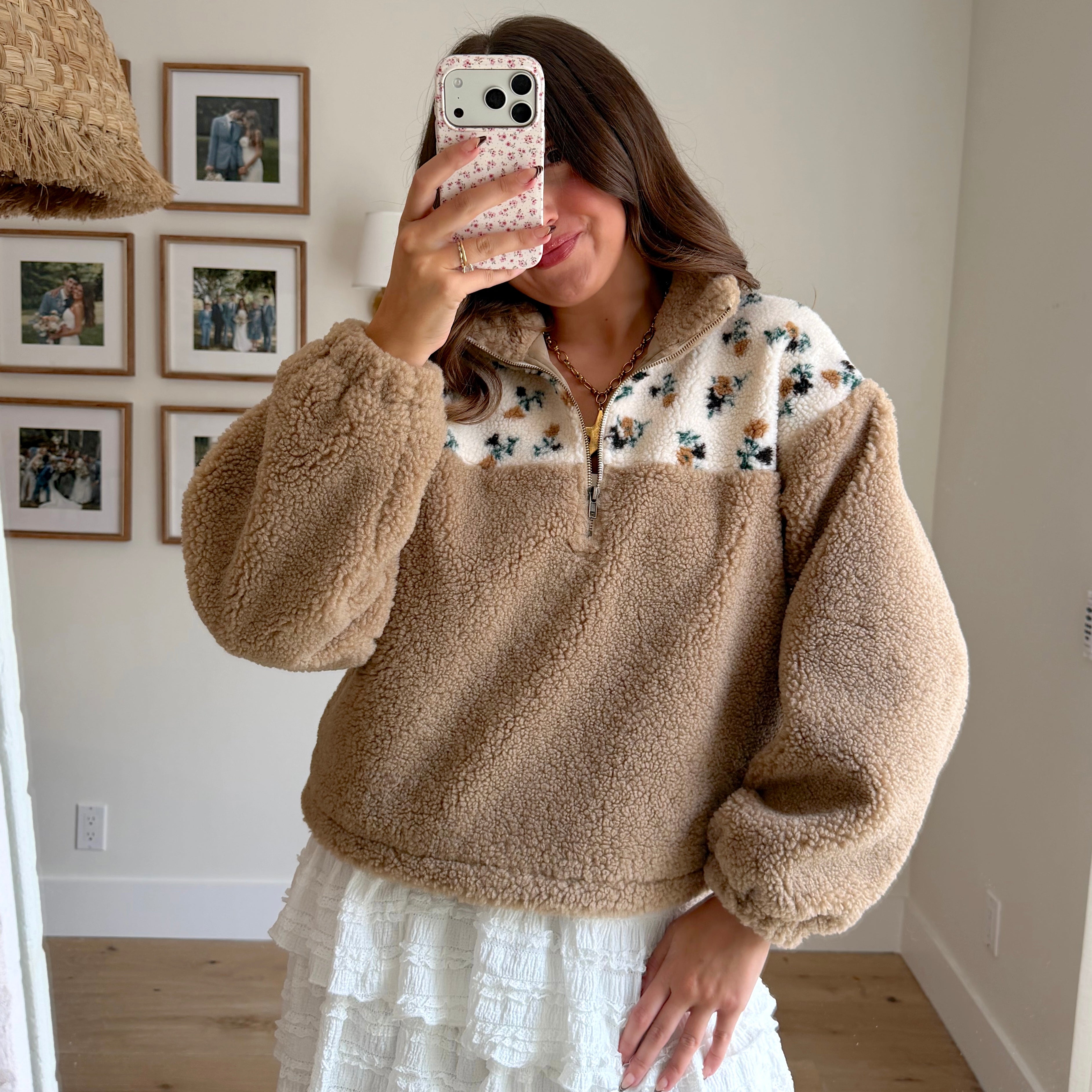 So This Is Love Sherpa Quarter-Zip Jacket - Honey