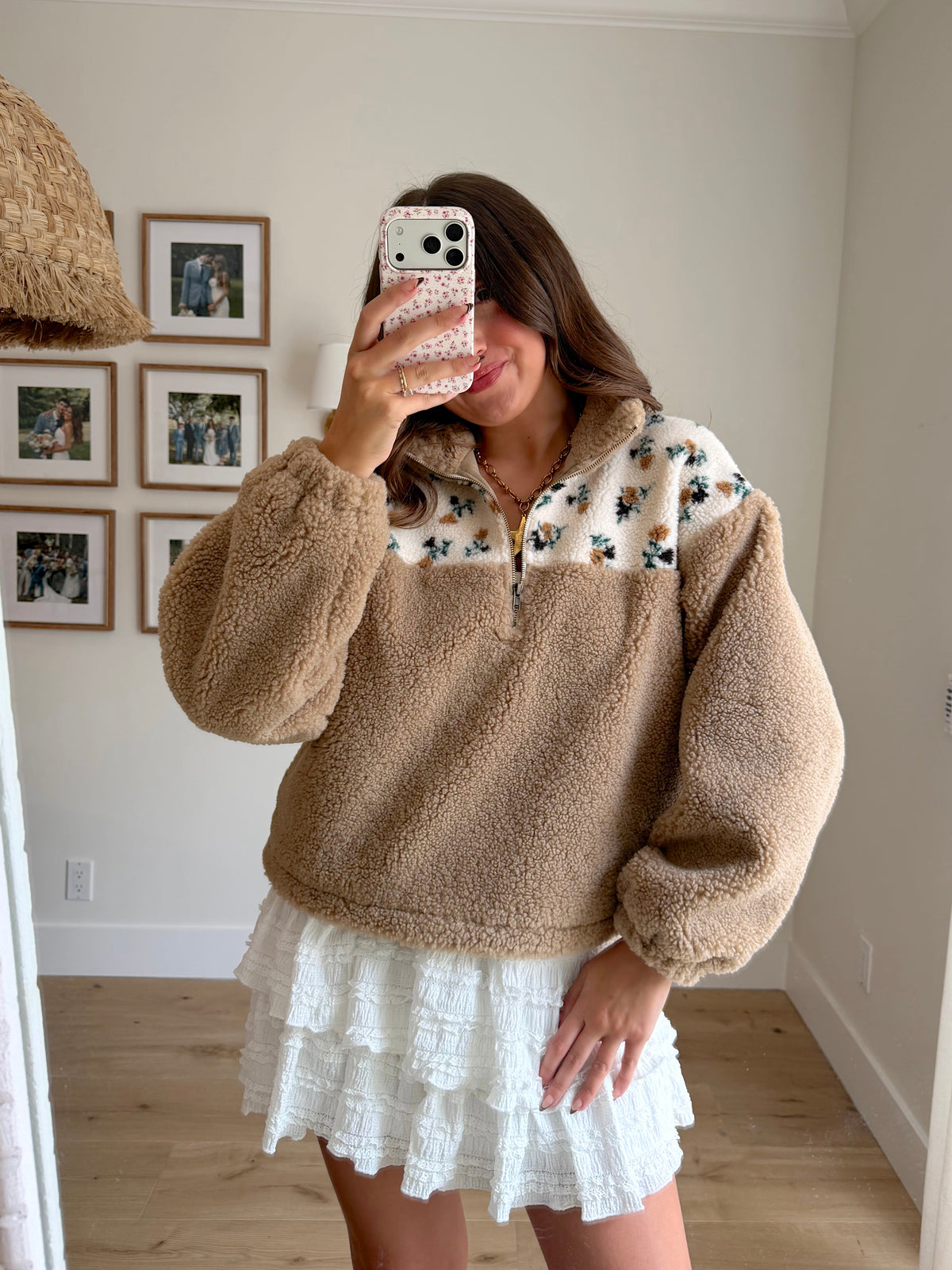 So This Is Love Sherpa Quarter-Zip Jacket - Honey