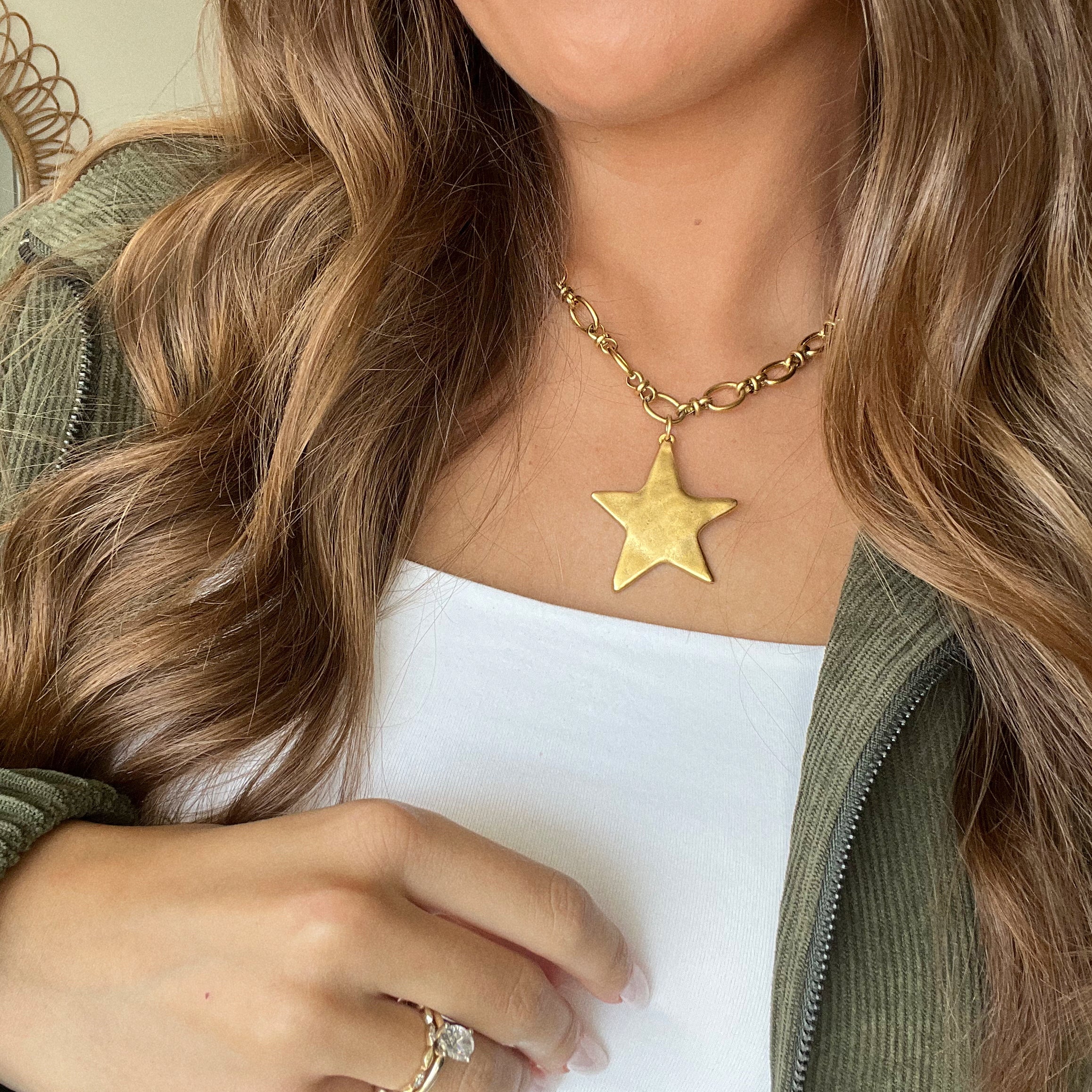 Gold Star Statement Necklace