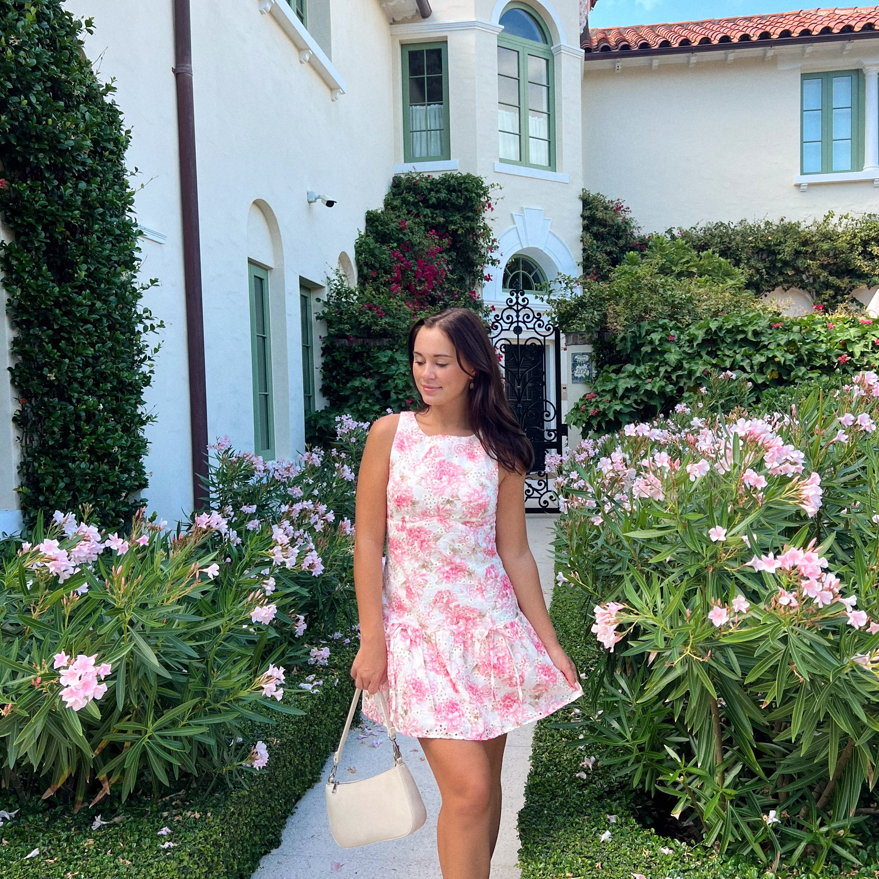 Rose Eyelet Mini Dress