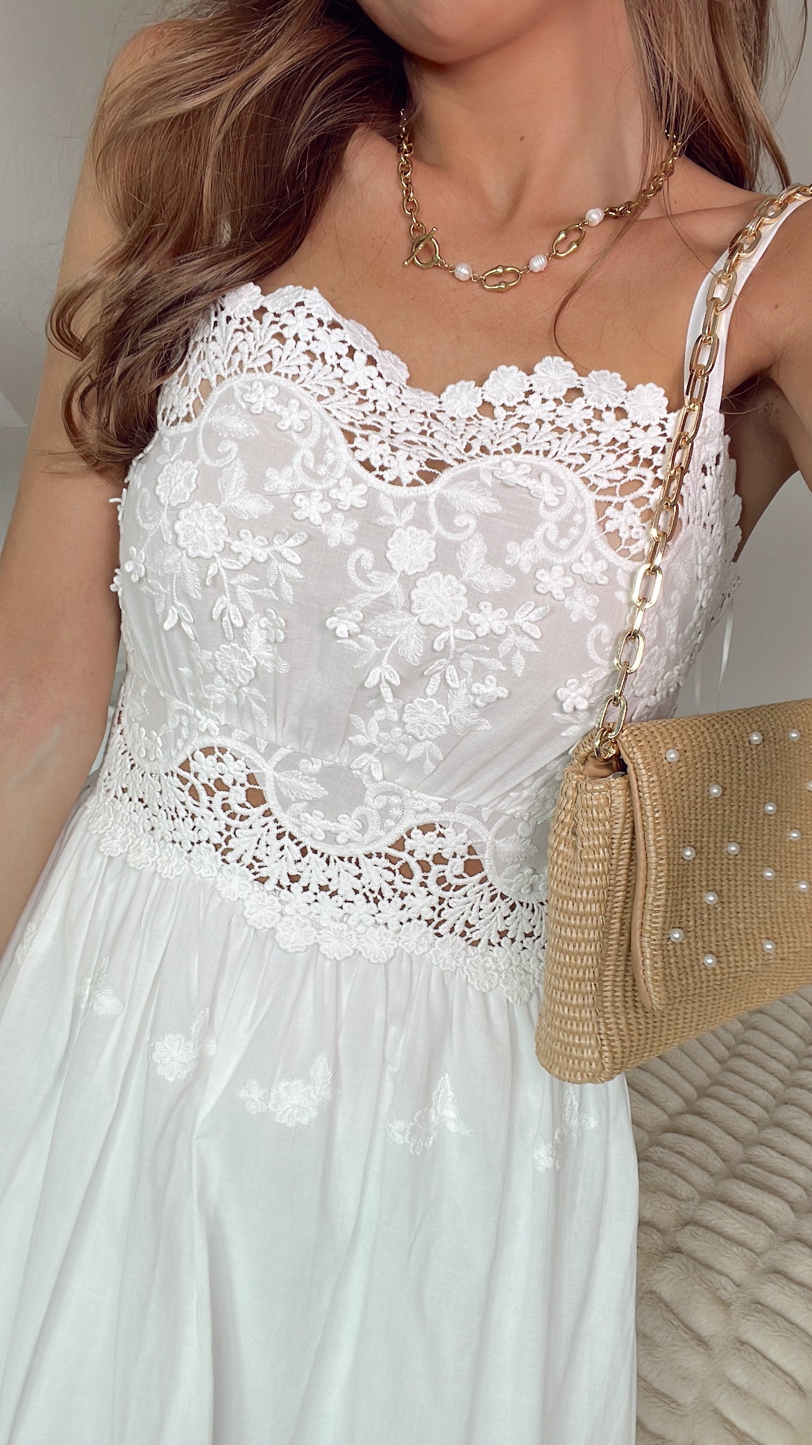 LACEY WHITE FLORAL MIDI DRESS