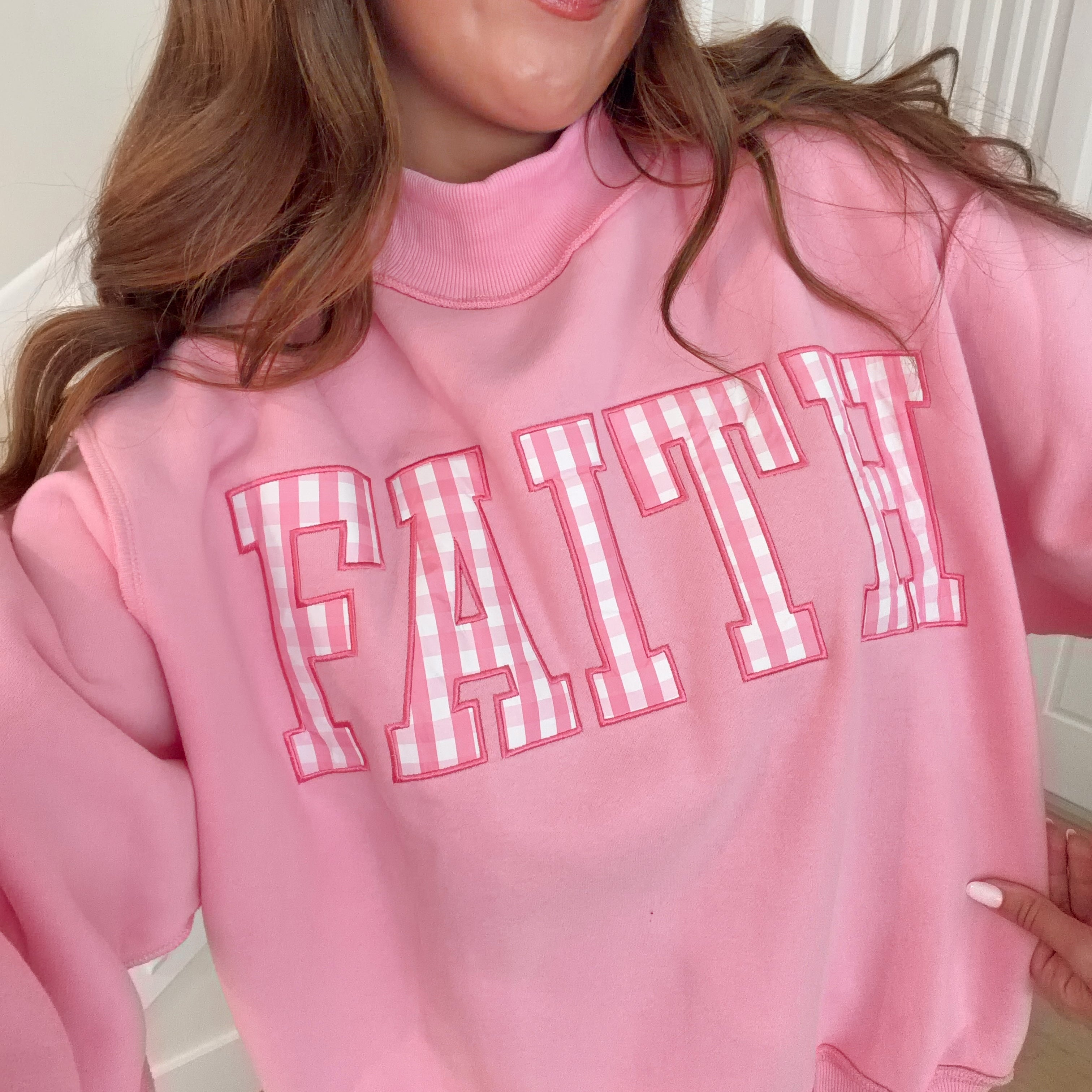 Gingham Faith Mockneck