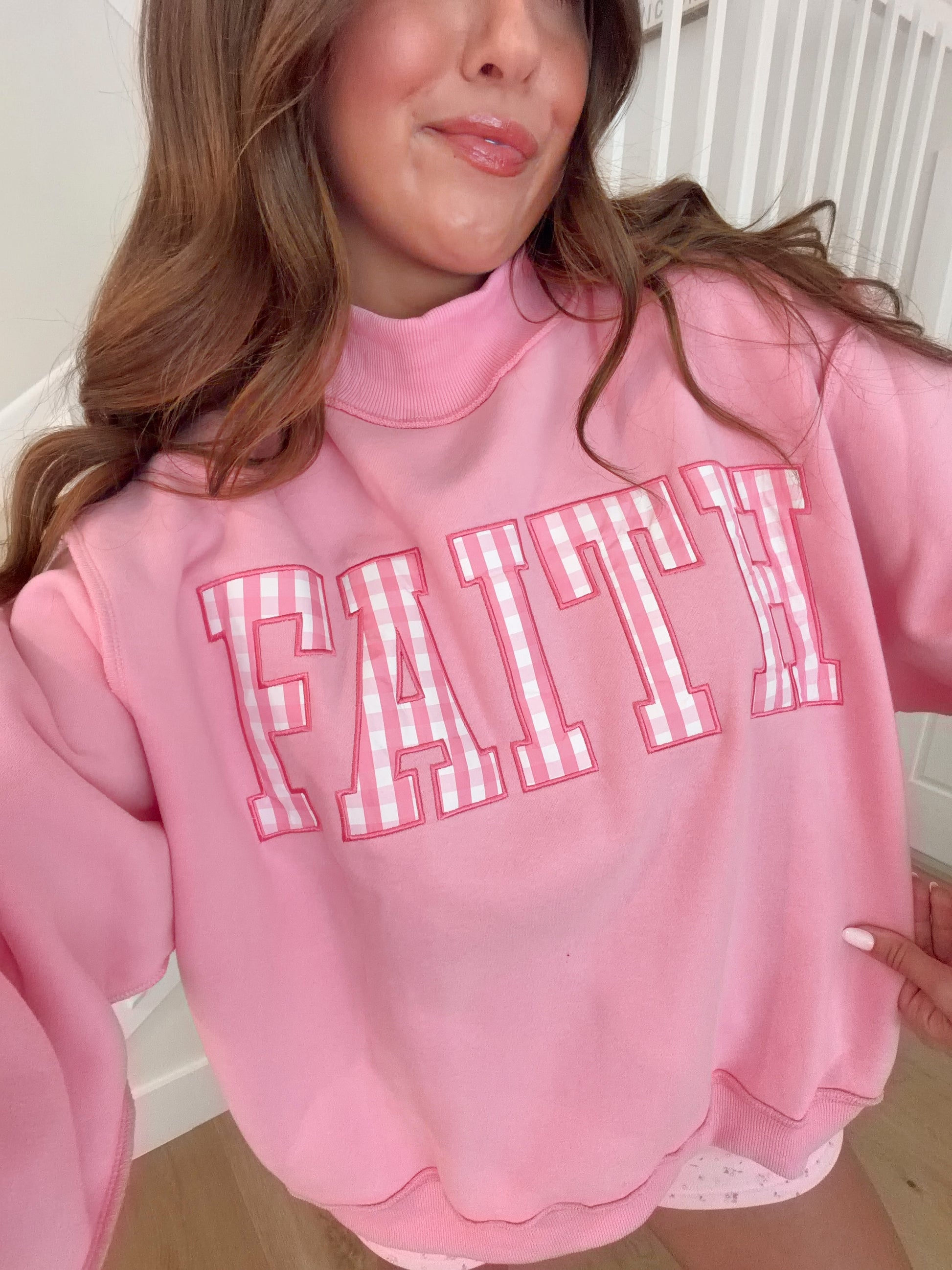 Gingham Faith Mockneck