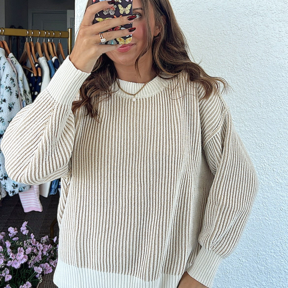 Willow Striped Sweater - Cream