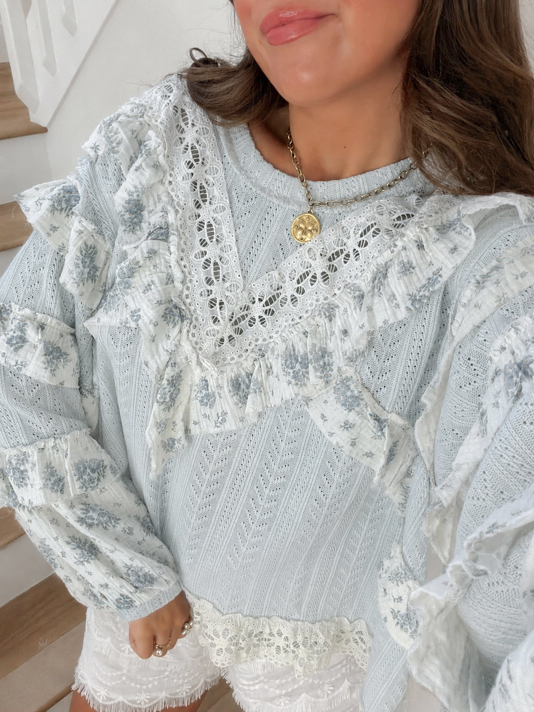 The Garden Party Blouse - Blue Floral (PRE-ORDER EST 6/18)