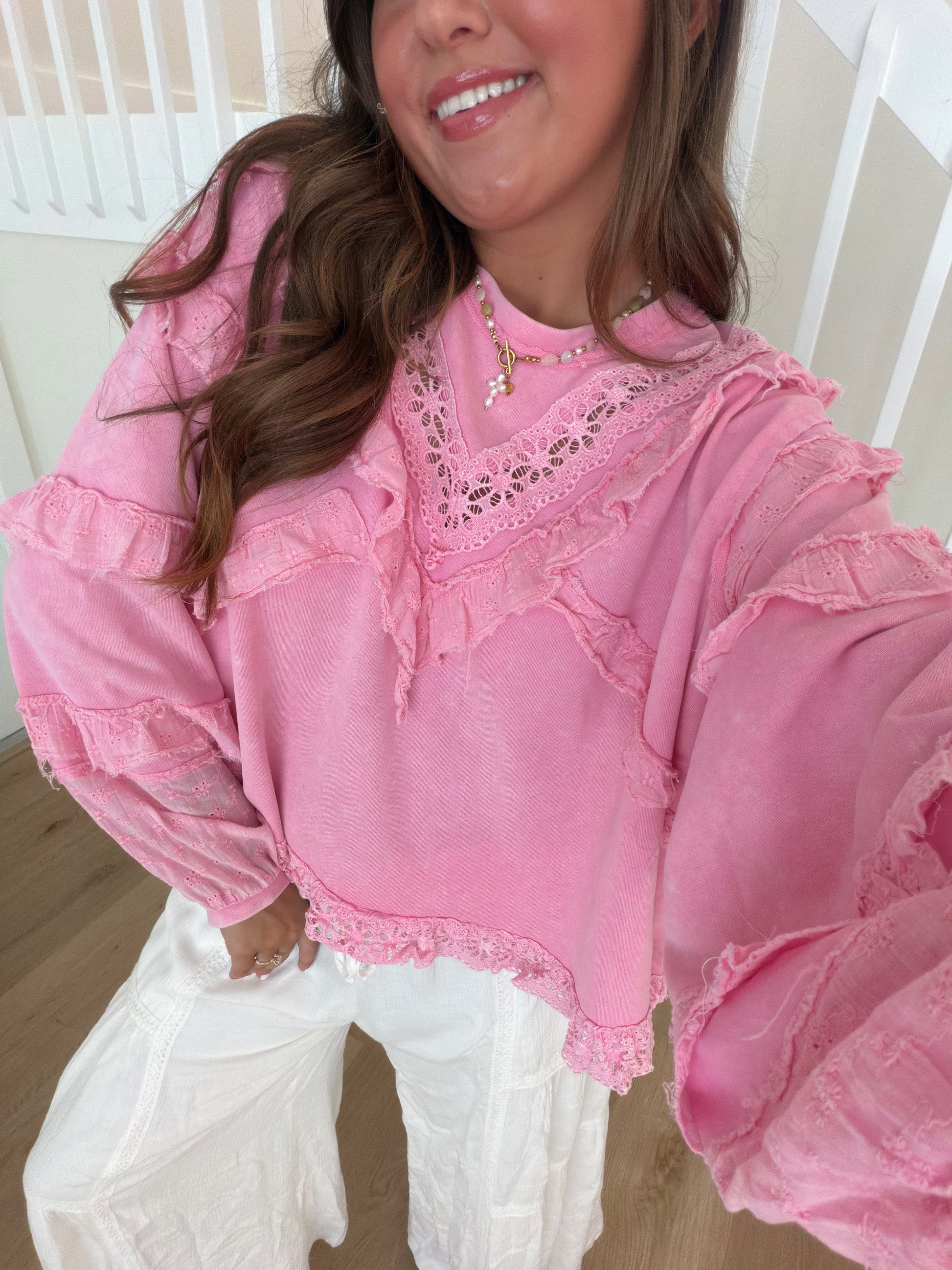 The Garden Party Blouse - Candy Pink