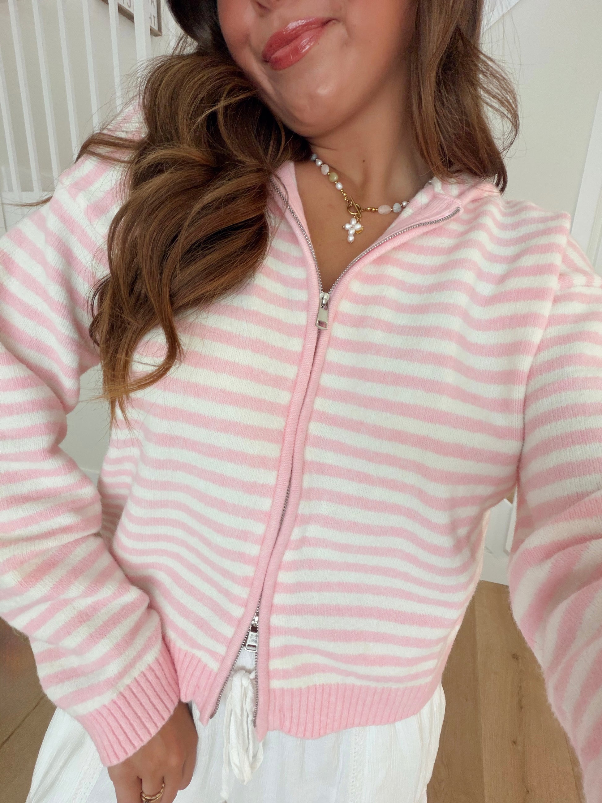 Strawberry Stripe Zip Up