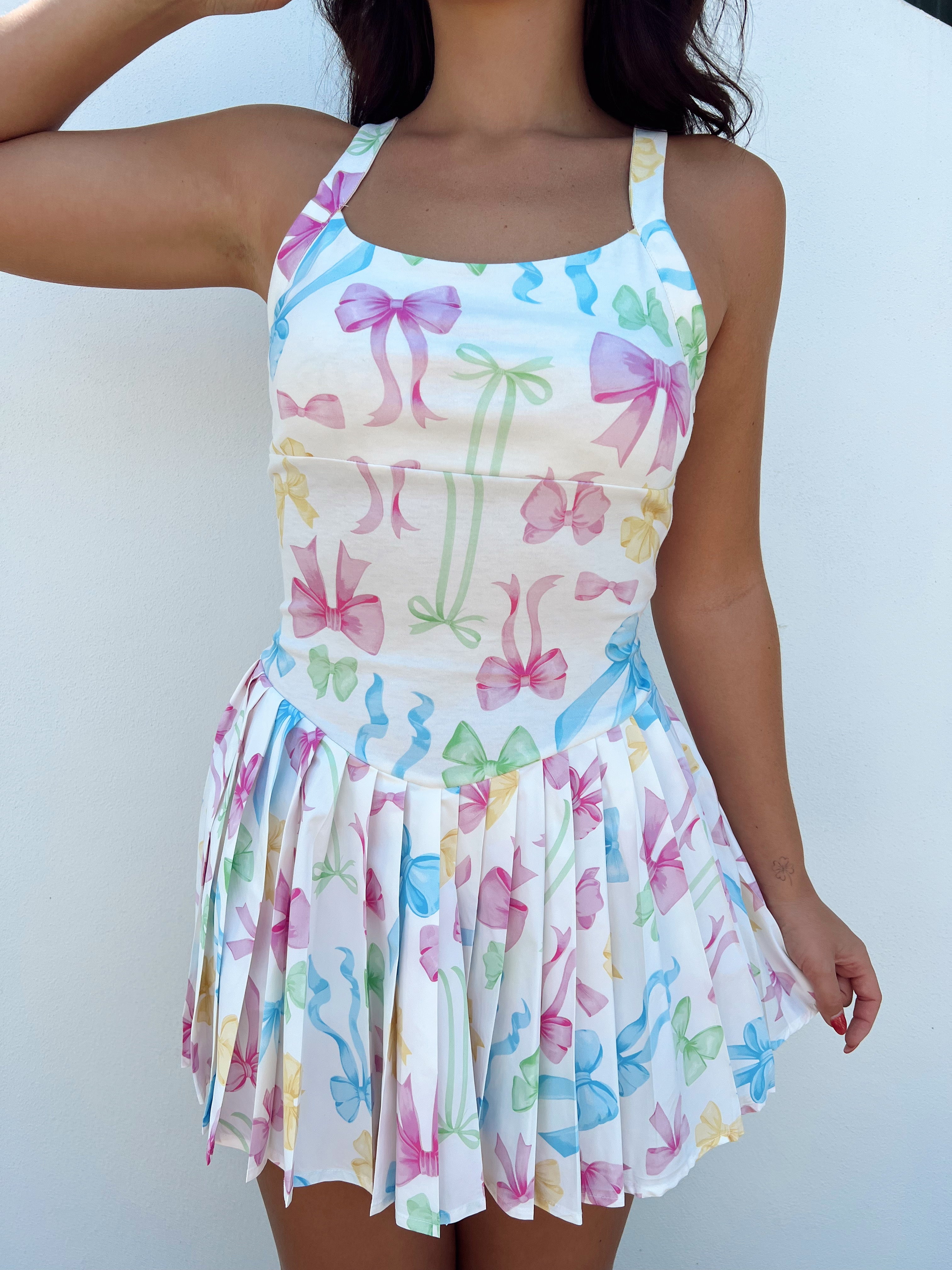 Ribbon Pleated Tennis Dress
