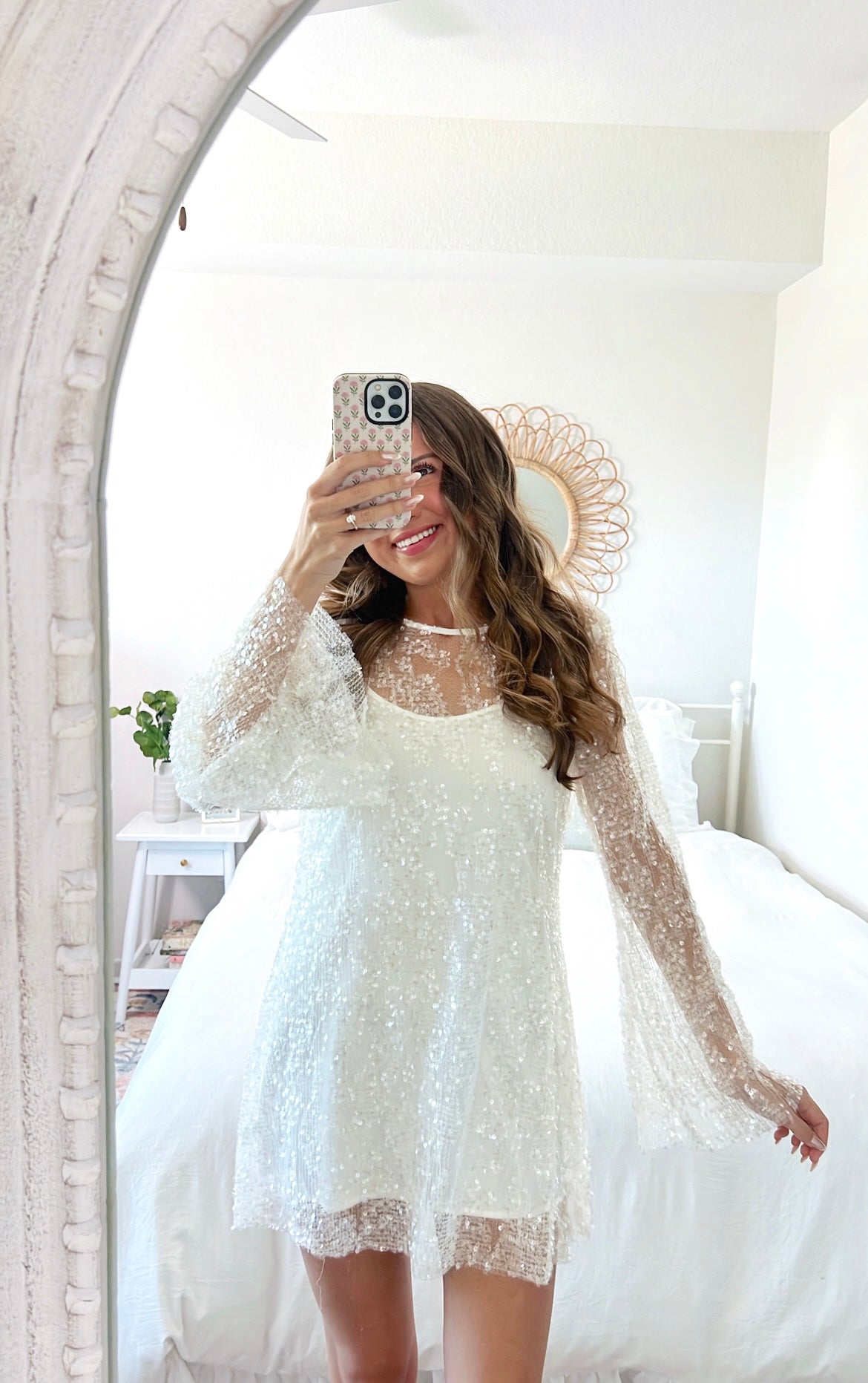 MAKE THE WHOLE PLACE SHIMMER DRESS - WHITE