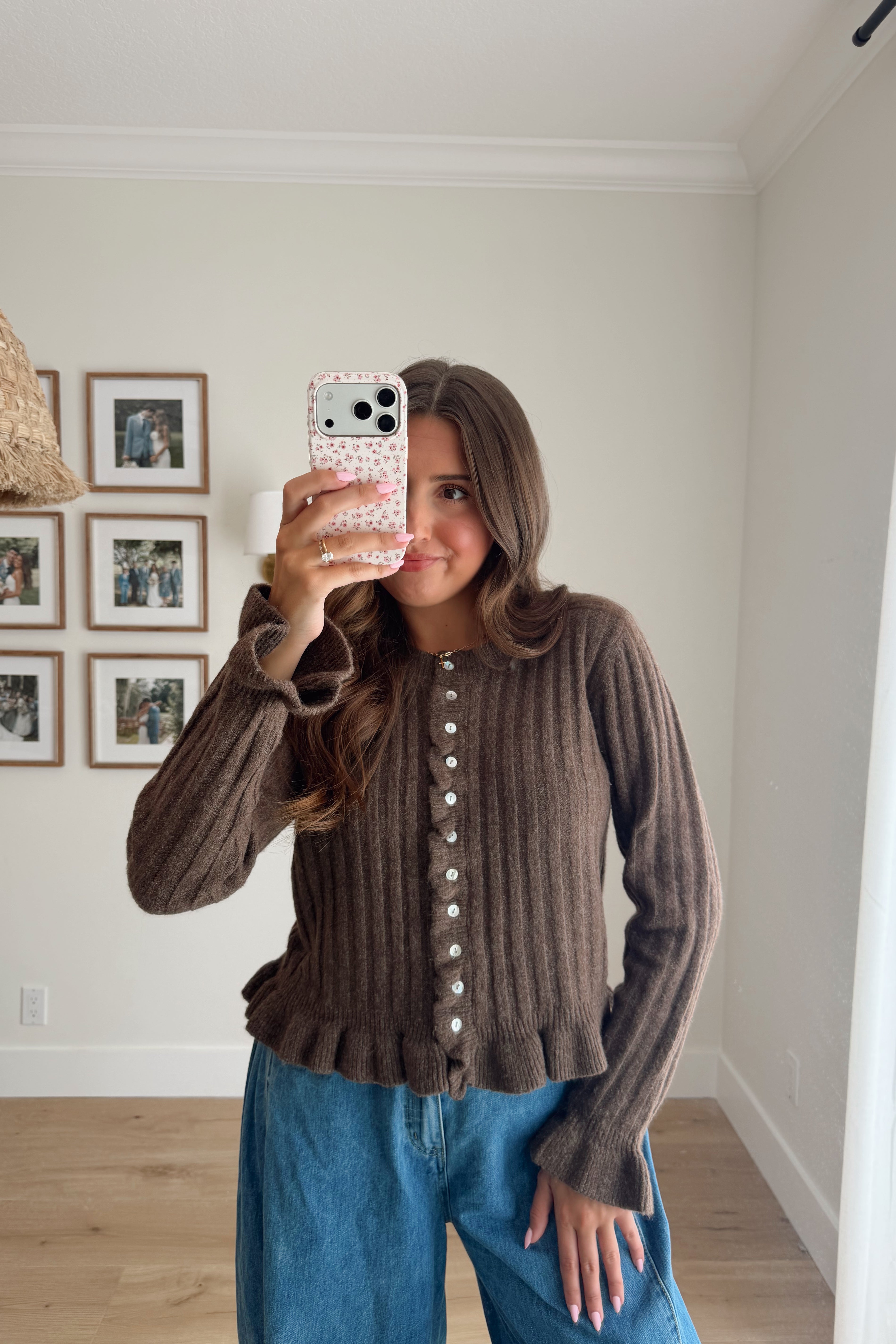 Heirloom Ruffle Cardi - Espresso