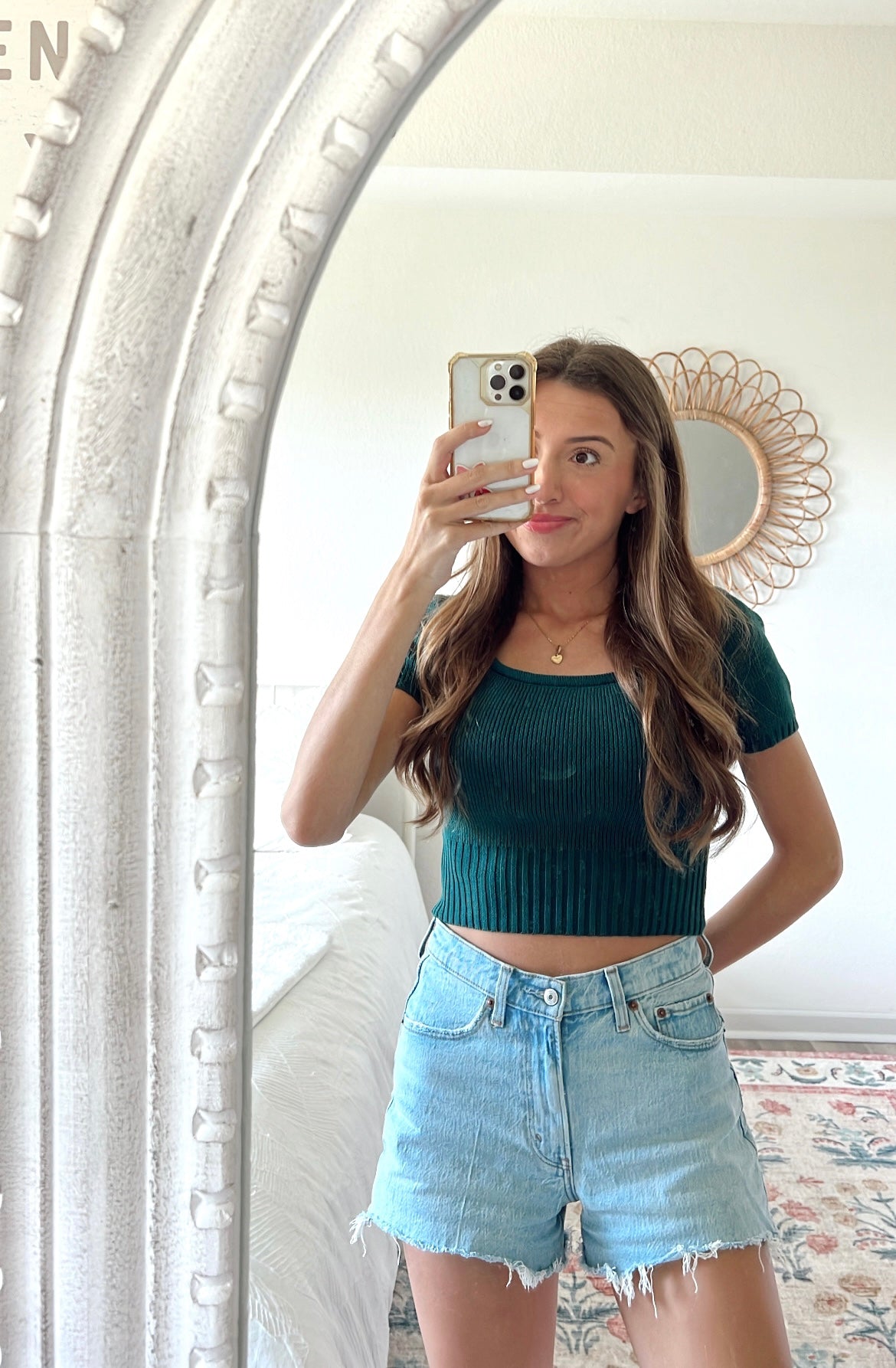 LUCY KNIT CROP - EMERALD