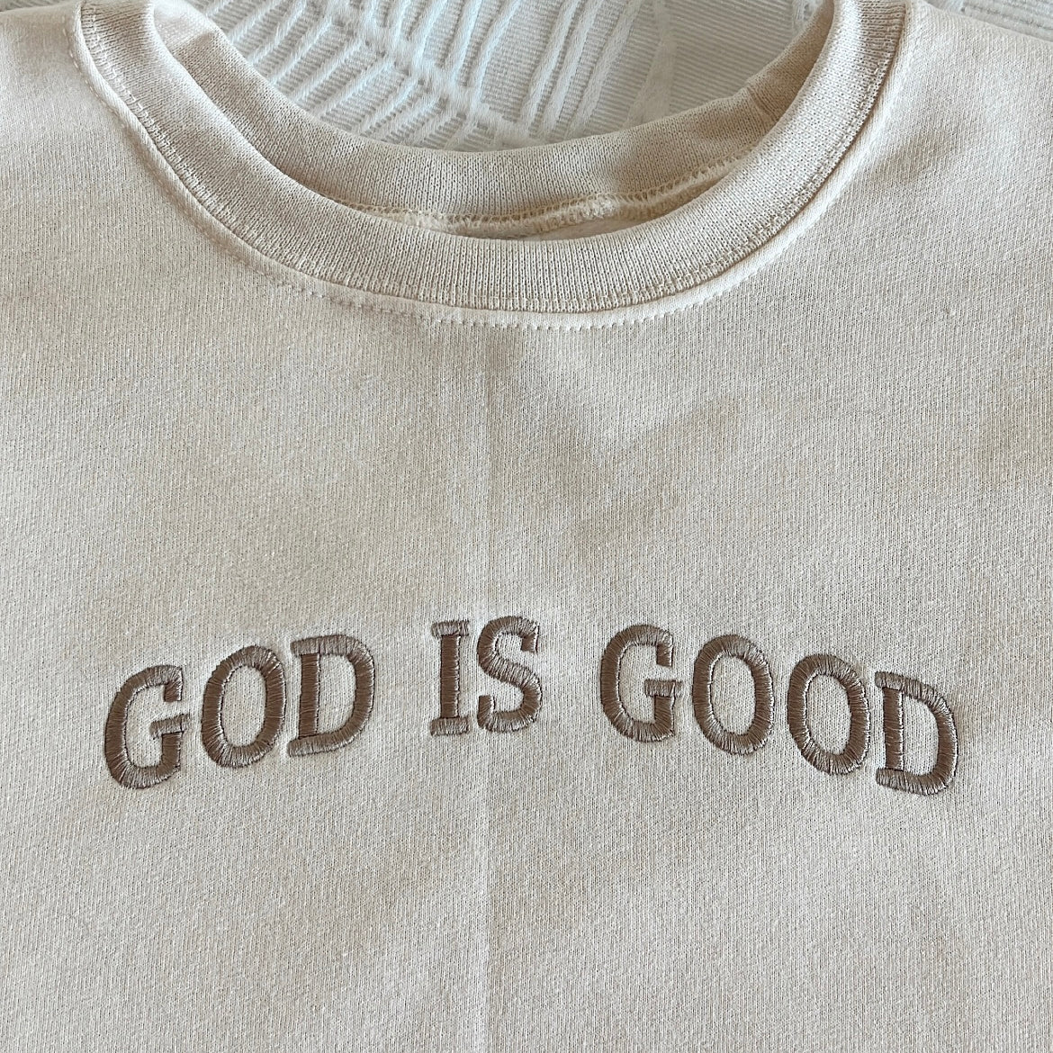 Cream 'God Is Good' Crewneck