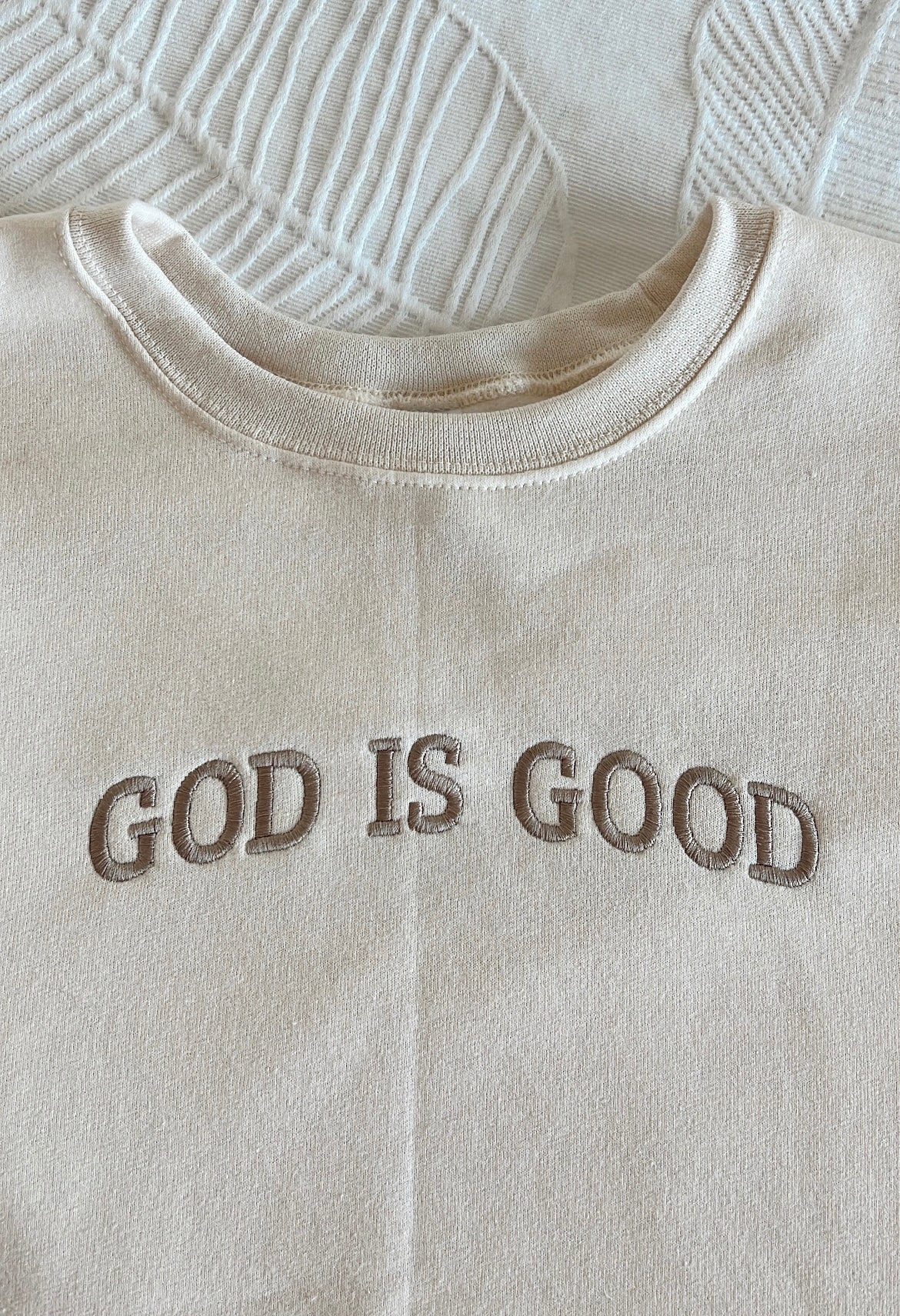 Cream 'God Is Good' Crewneck