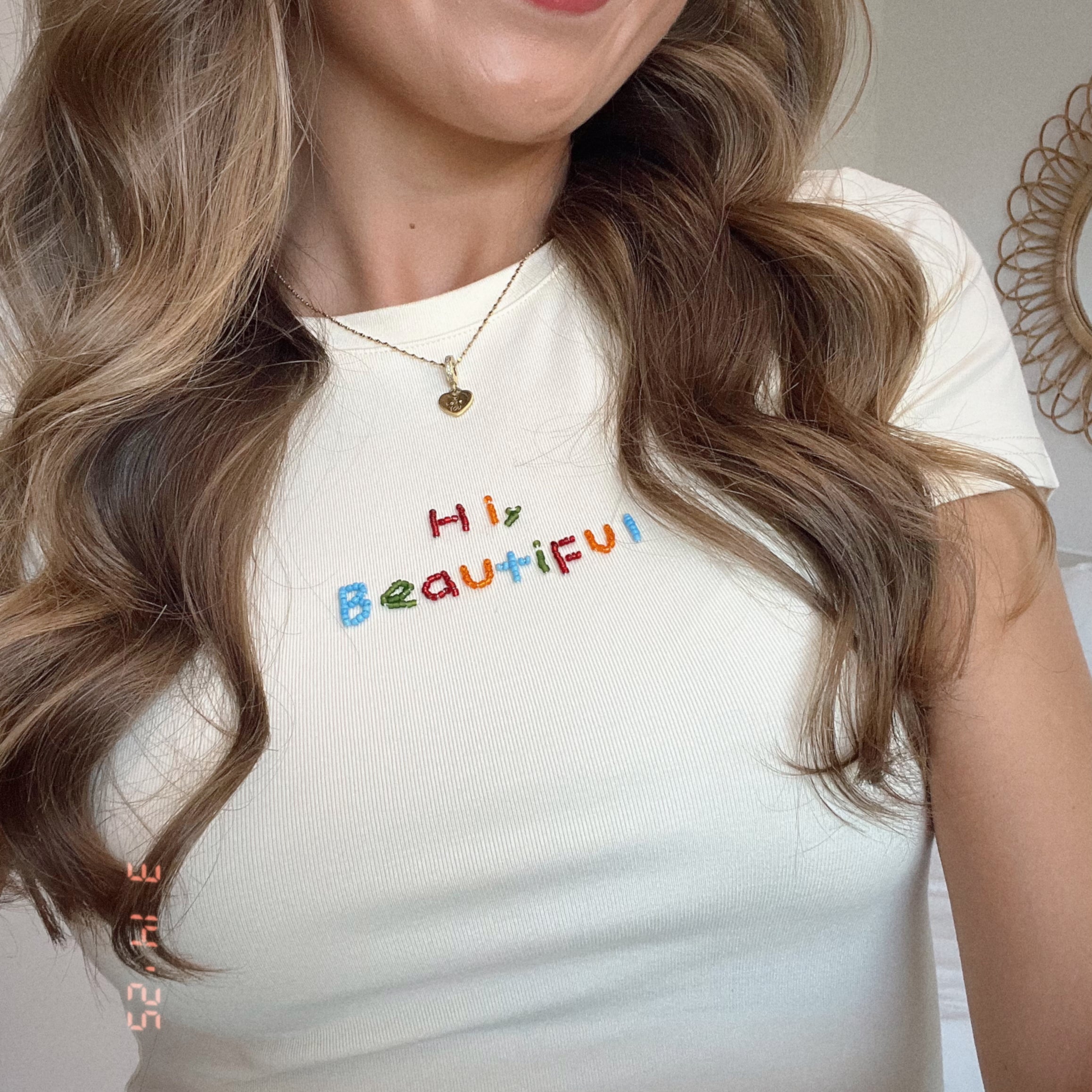 'Hi Beautiful' Beaded Baby Tee