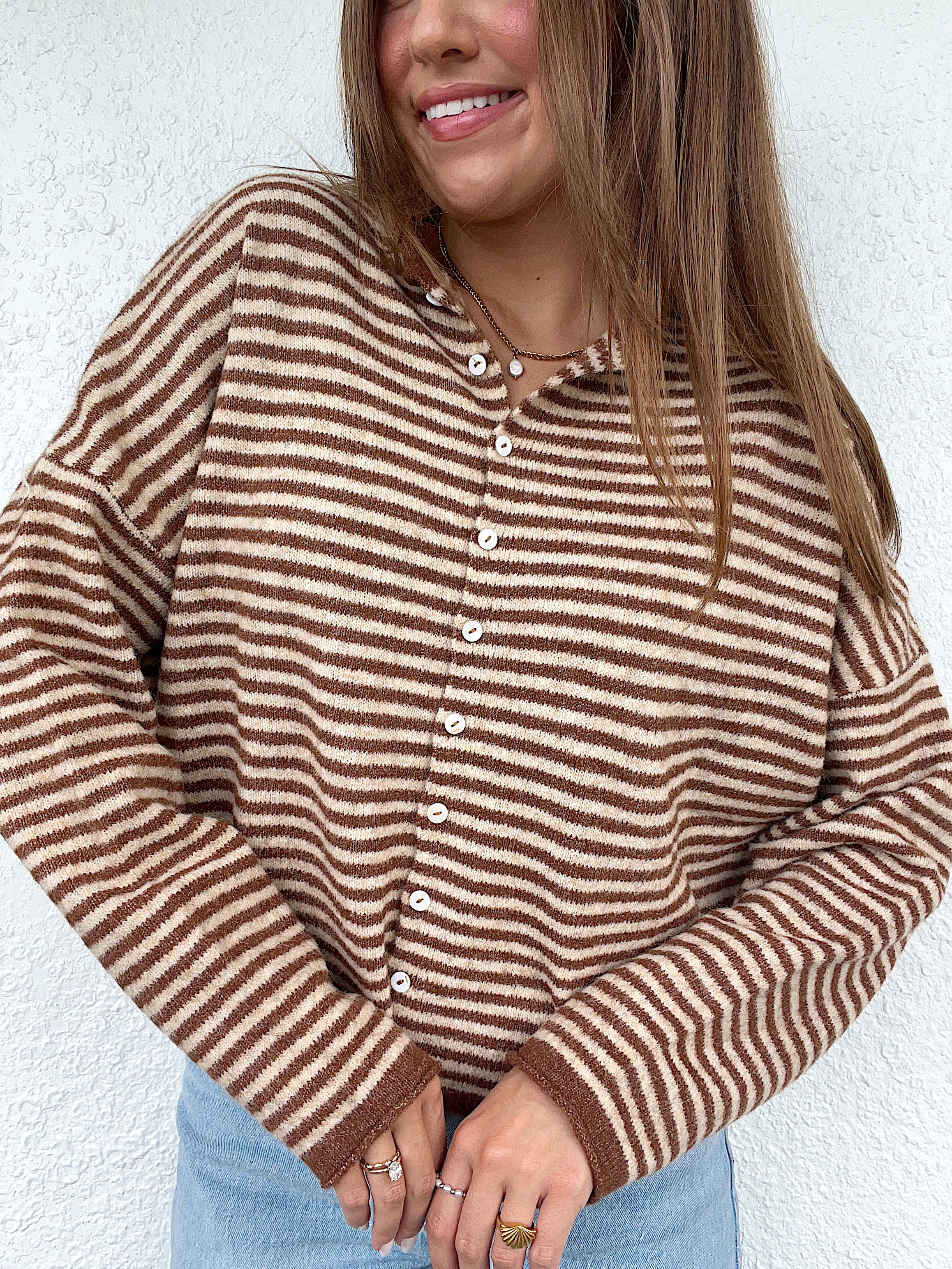 Church Girl Knit - Espresso Stripe