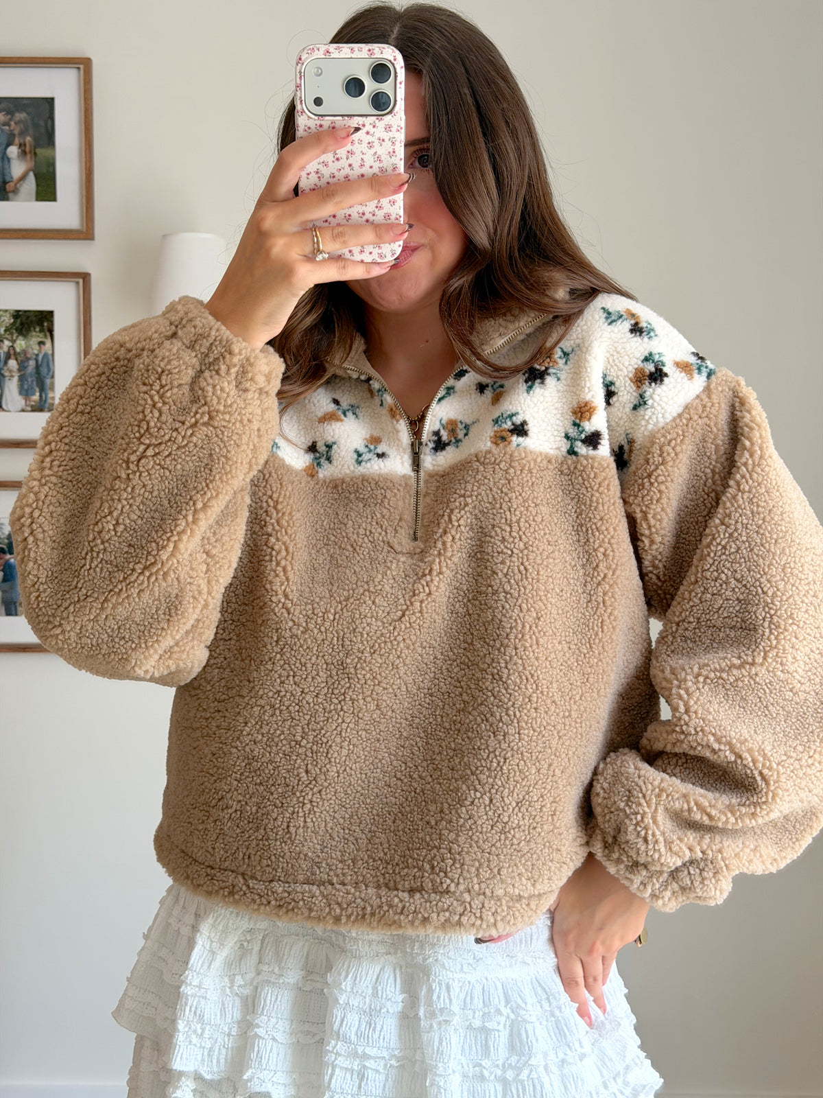 So This Is Love Sherpa Quarter-Zip Jacket - Honey