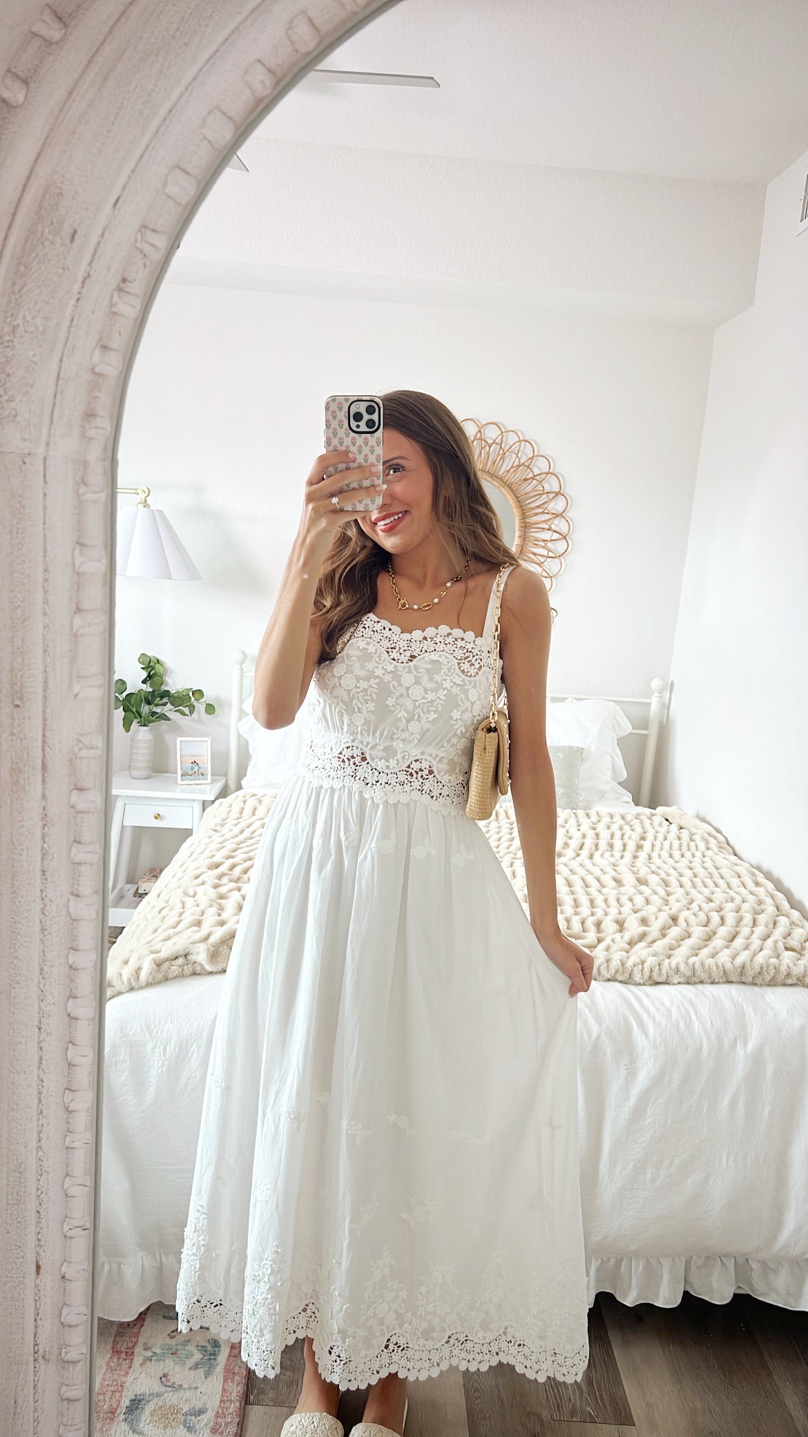 LACEY WHITE FLORAL MIDI DRESS