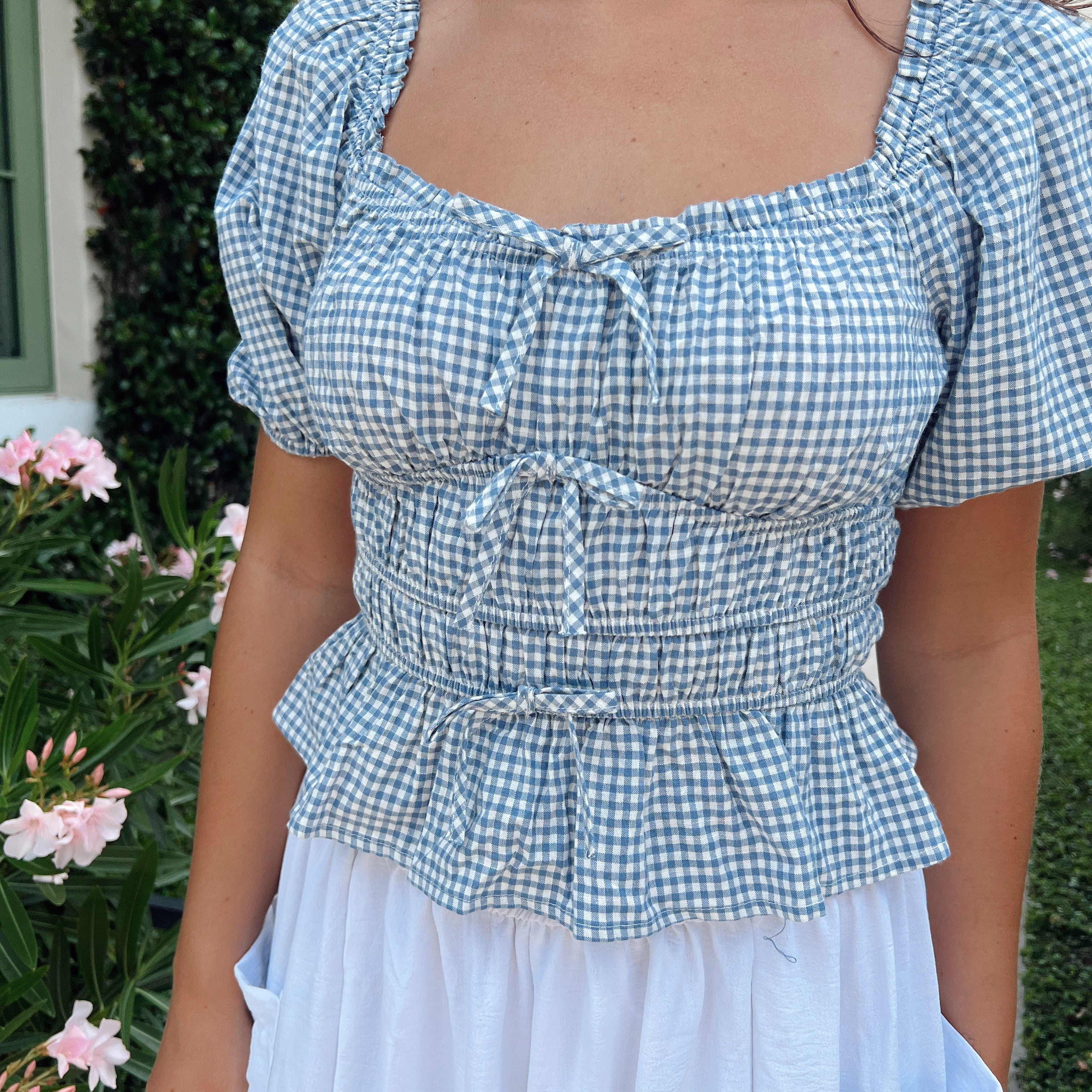 Gingham Bow Top