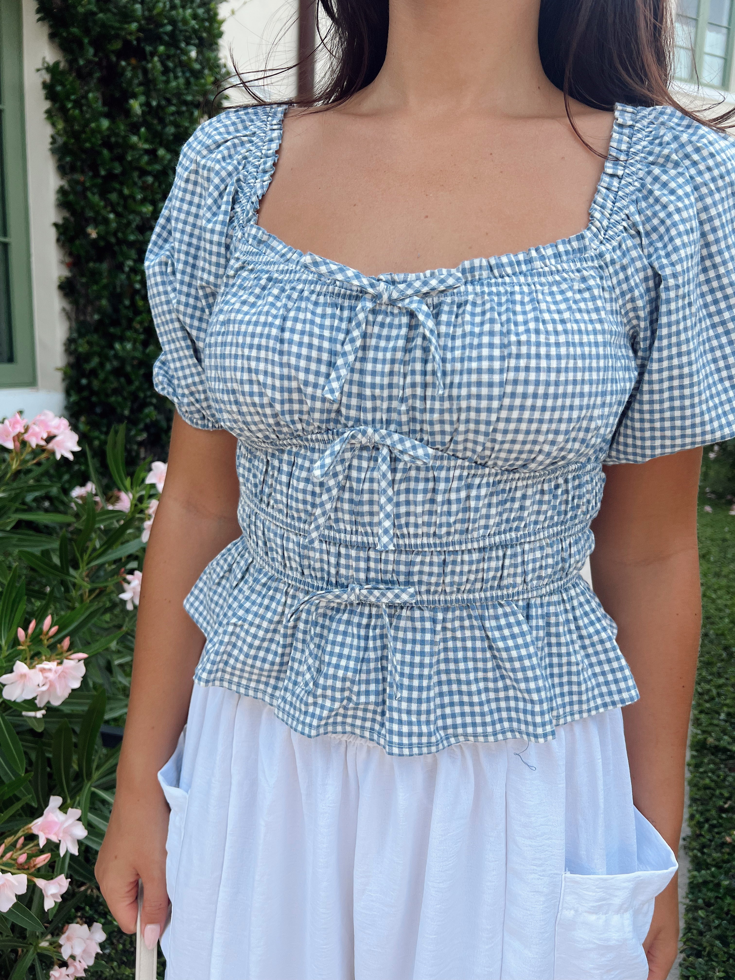 Gingham Bow Top