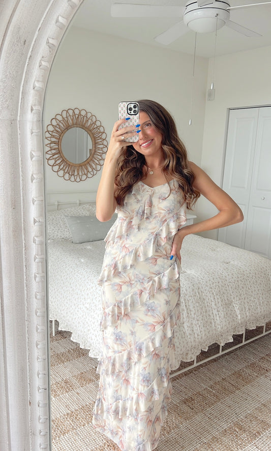 KINSLEY RUFFLE MAXI - TAUPE