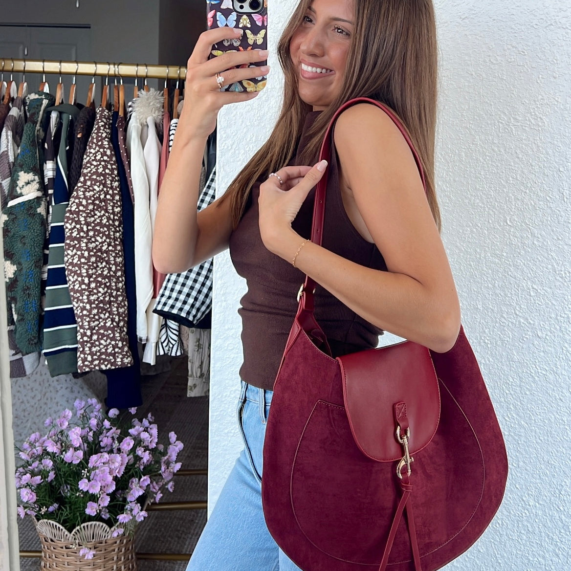 Hazel Saddle Bag - Burgundy
