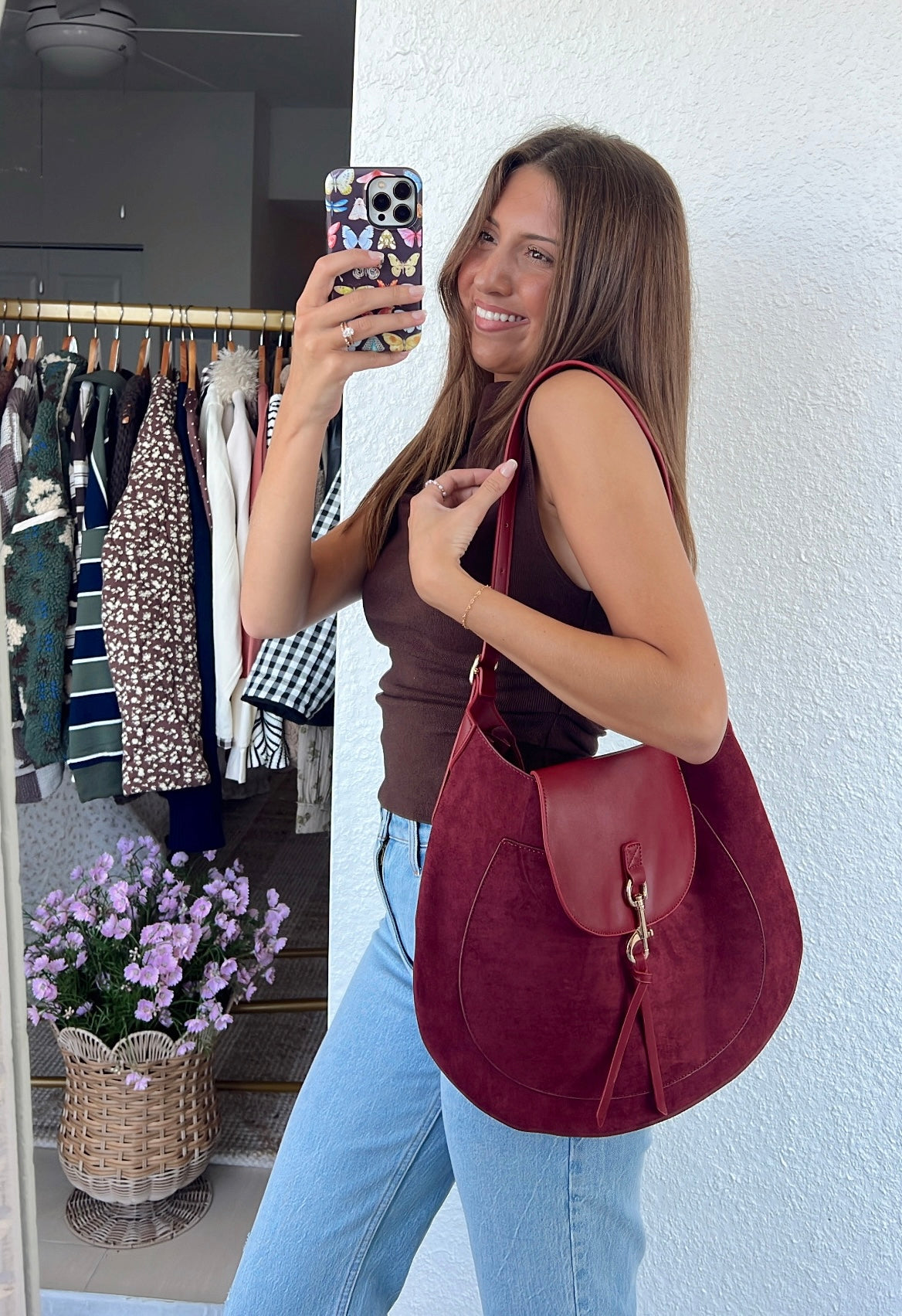 Hazel Saddle Bag - Burgundy
