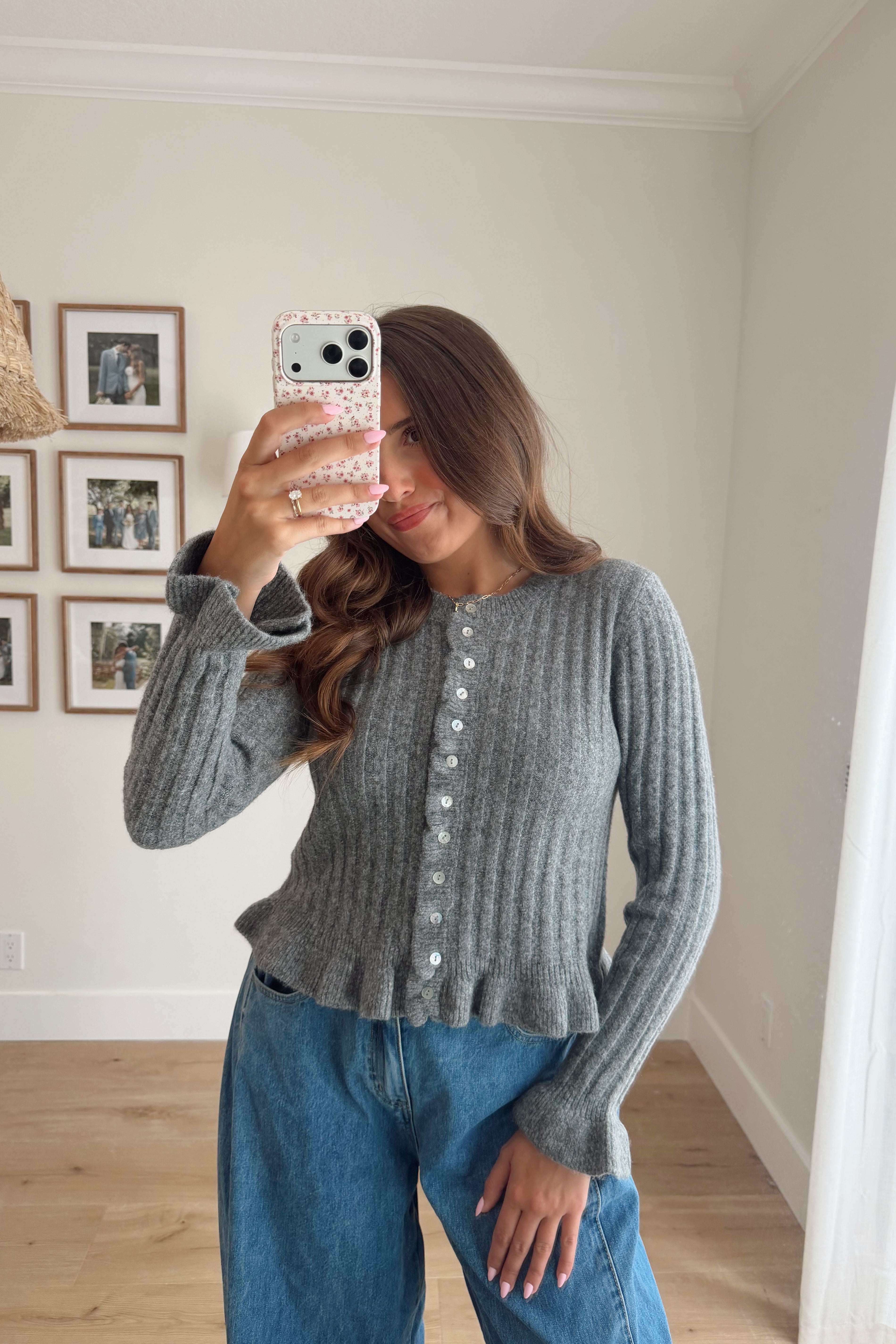 Heirloom Ruffle Cardi - Slate