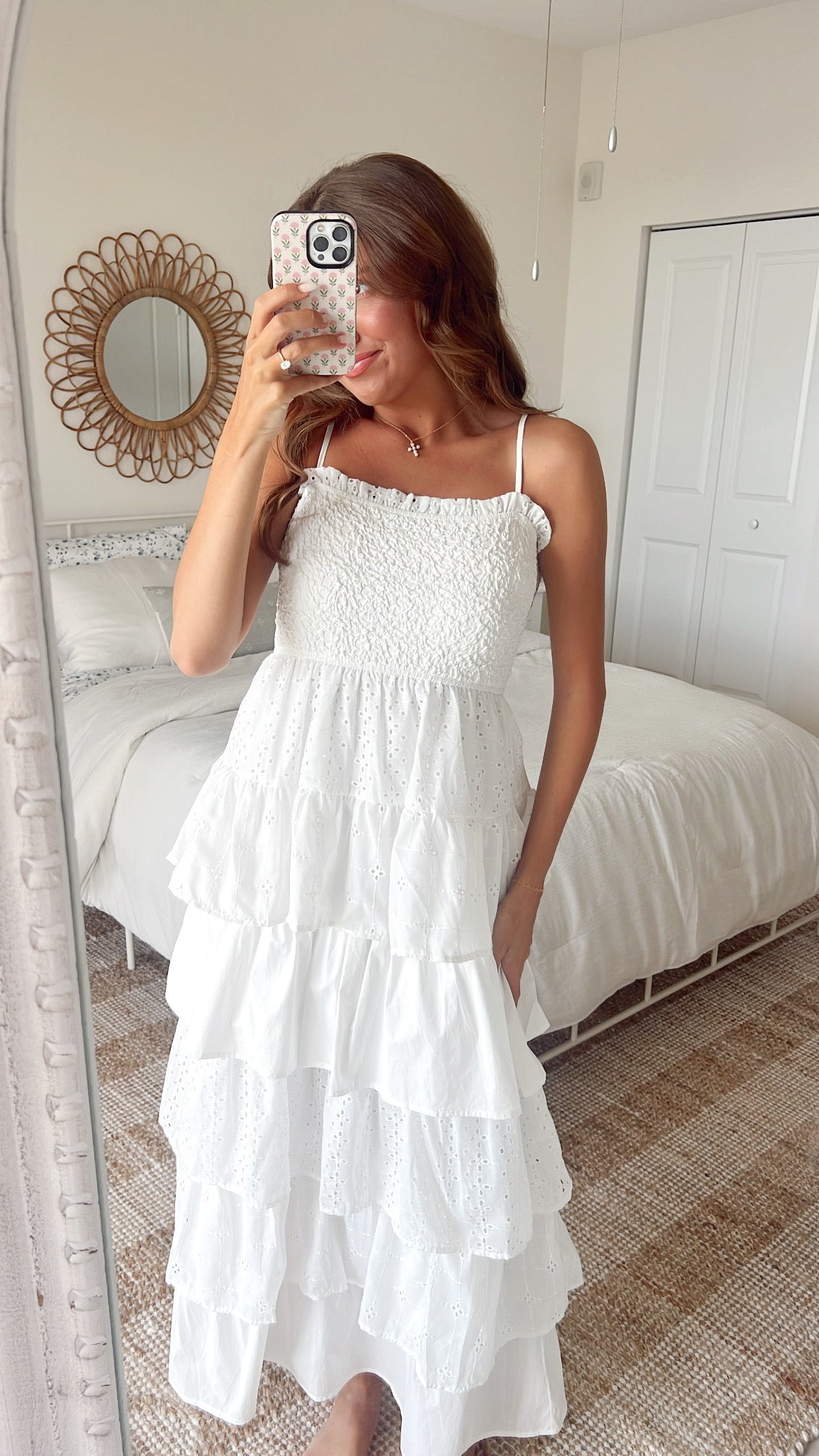 EYELET TIERED MAXI DRESS
