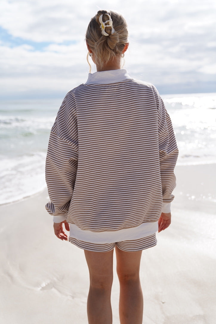 Rosaline Stripe Mockneck - Brown