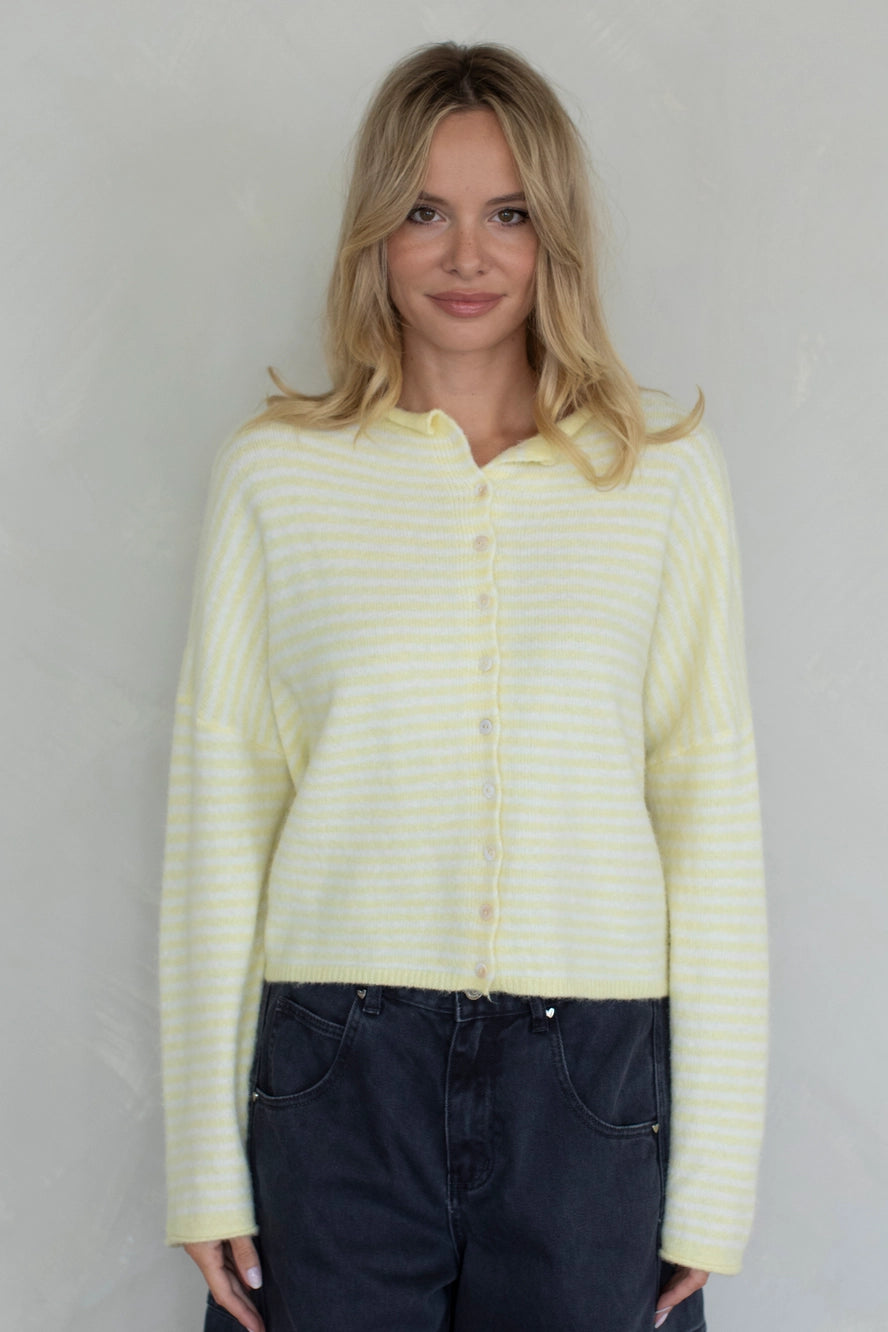Church Girl Knit - Butter Yellow Stripe