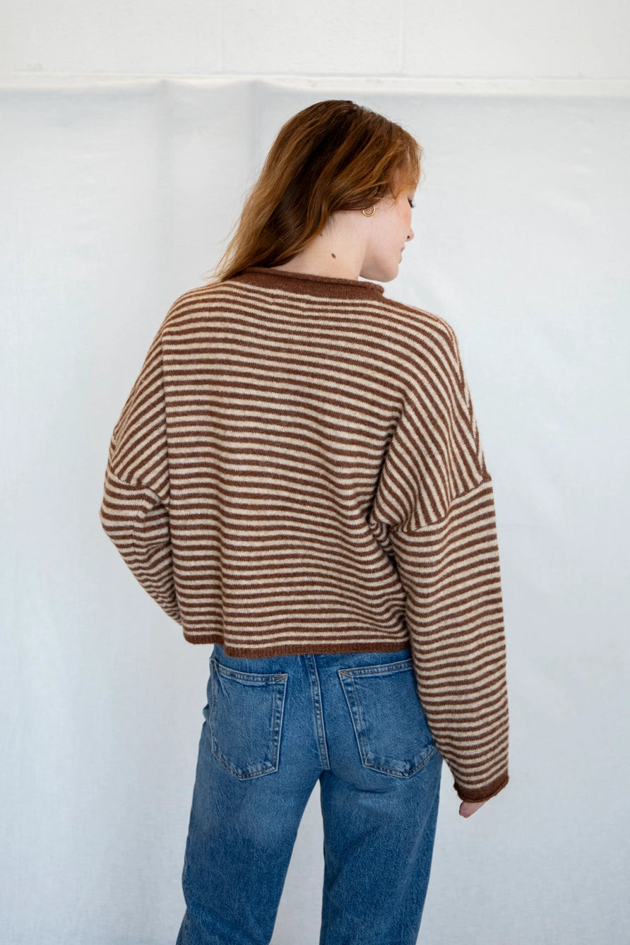 Church Girl Knit - Espresso Stripe