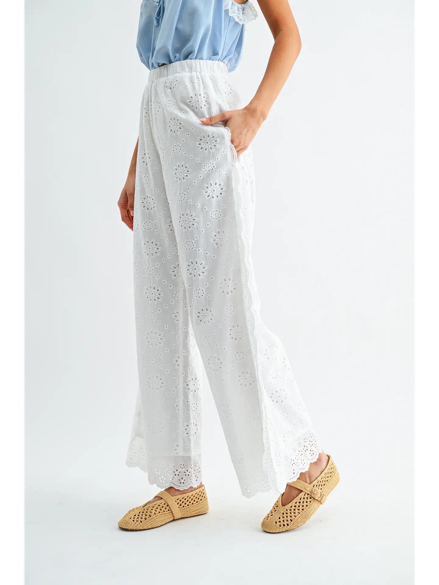 Eyelet Detail Pants