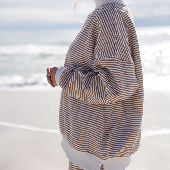 Rosaline Stripe Mockneck - Brown