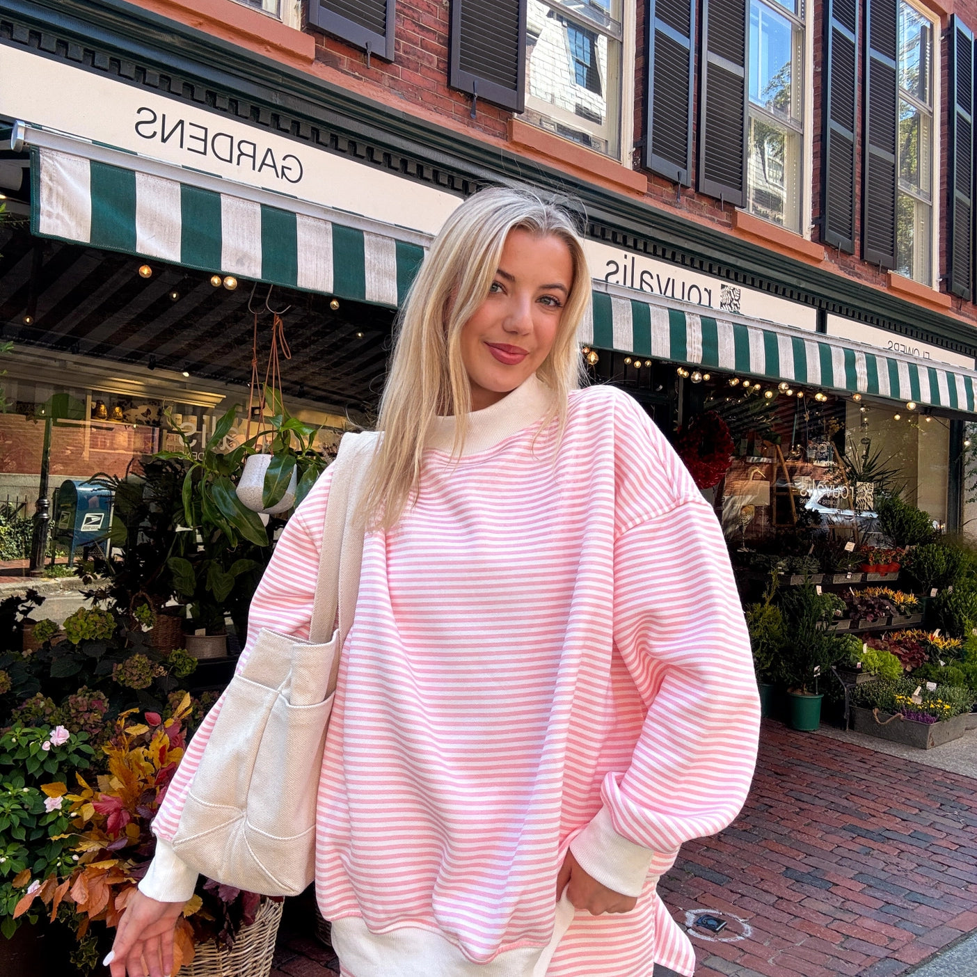 Rosaline Stripe Mockneck - Pink