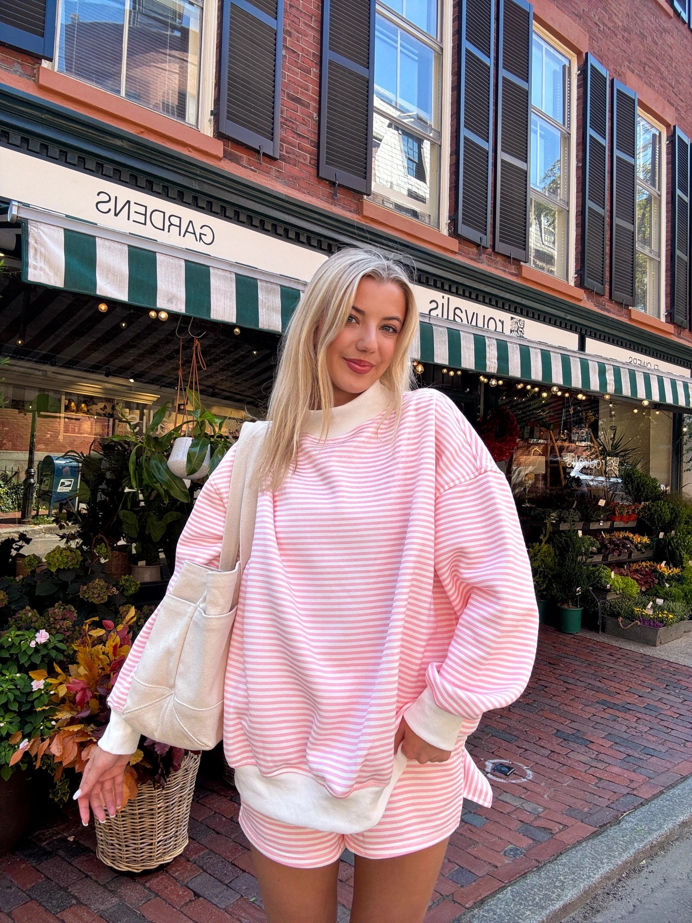 Rosaline Stripe Mockneck - Pink