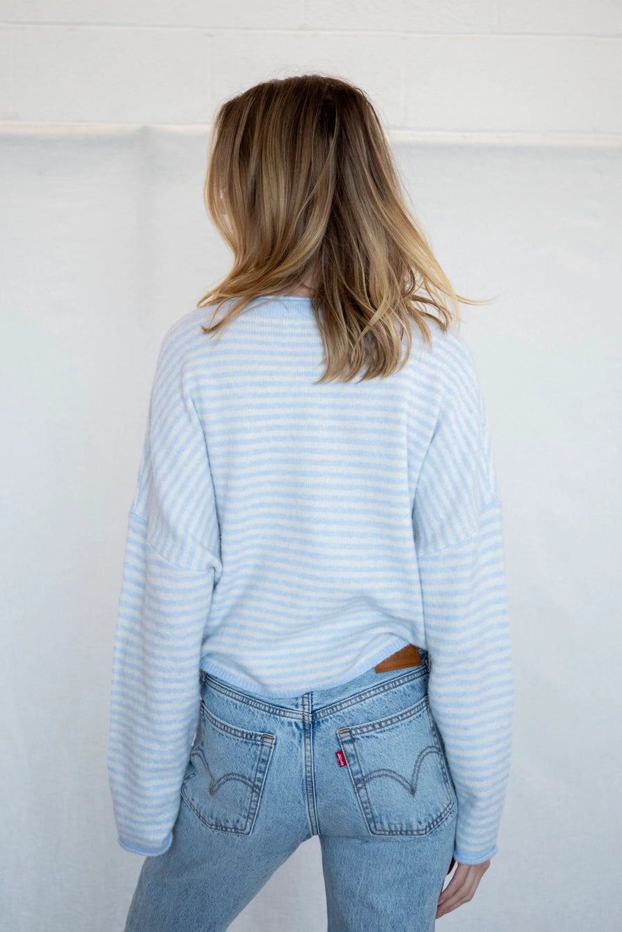 Church Girl Knit - Baby Blue Stripe