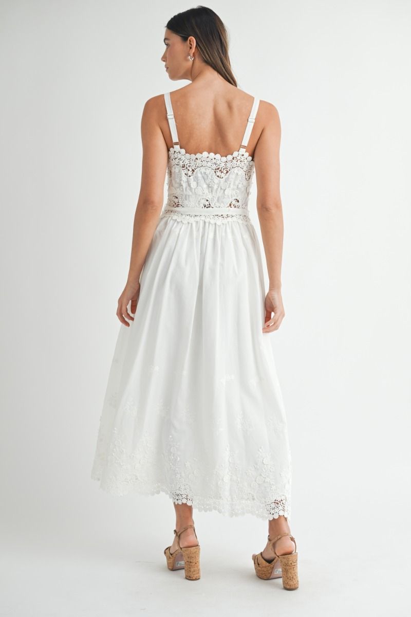 LACEY WHITE FLORAL MIDI DRESS