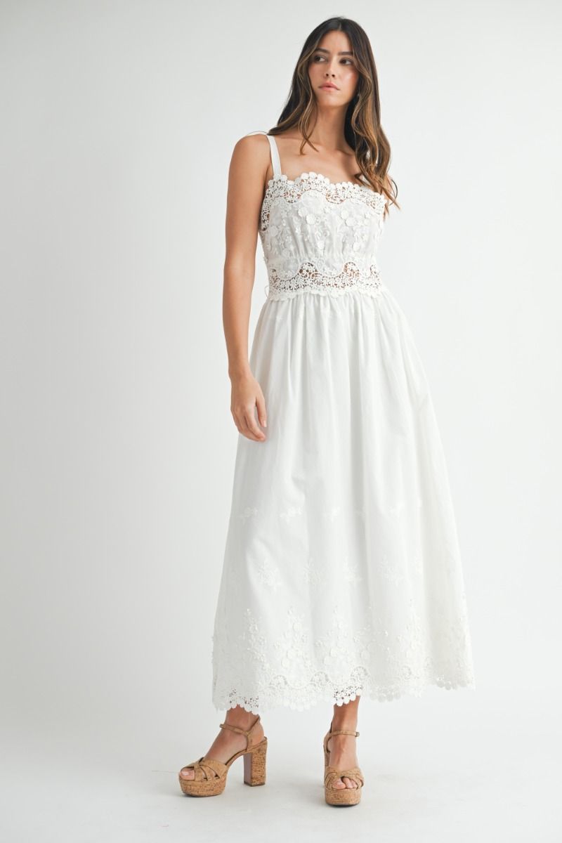 LACEY WHITE FLORAL MIDI DRESS