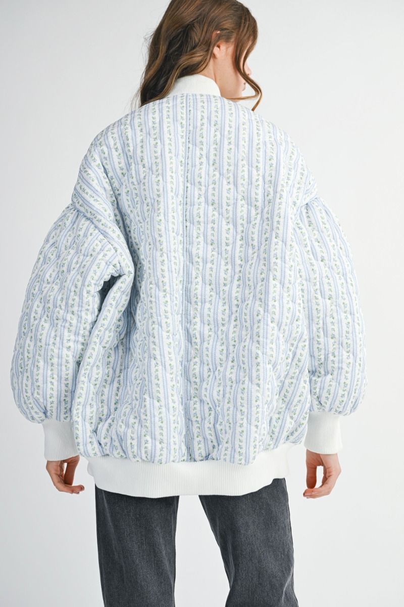 FLORAL BOMBER JACKET - BLUE