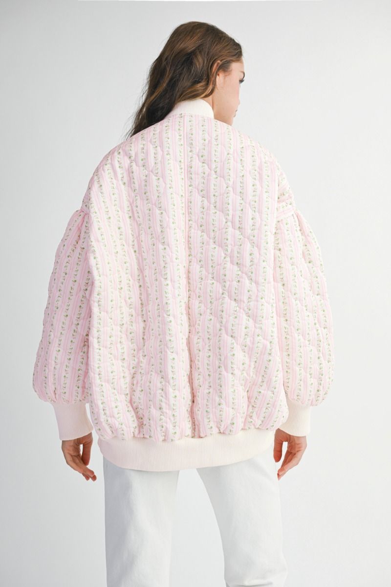 FLORAL BOMBER JACKET - PINK