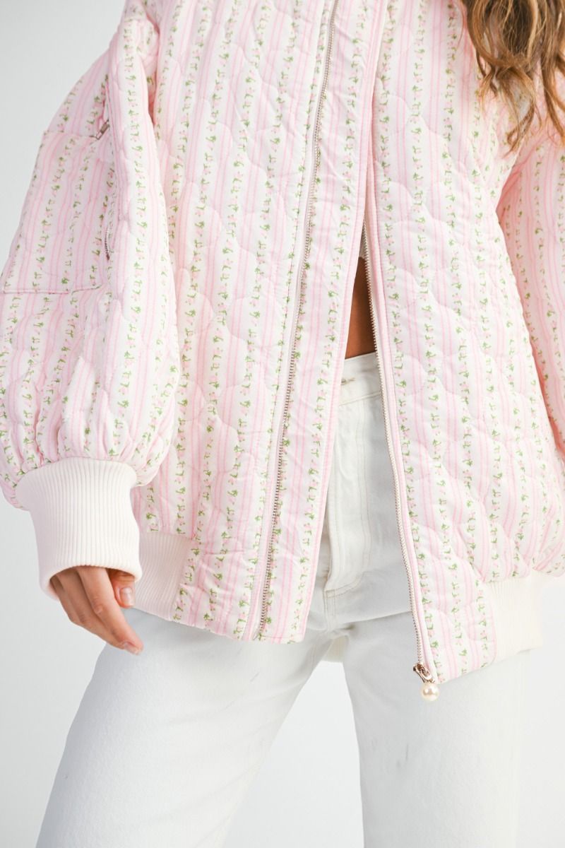 FLORAL BOMBER JACKET - PINK