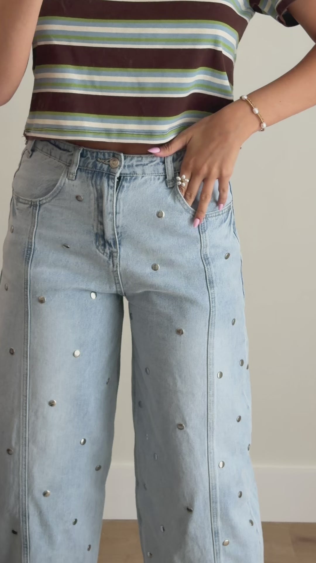 Star Studded Barrel Jeans